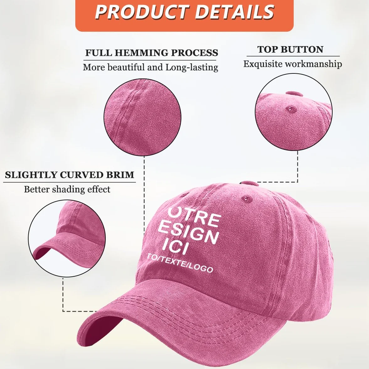 ERICAT Casquette Personnalisable Photo Nom Texte Hommes Femmes