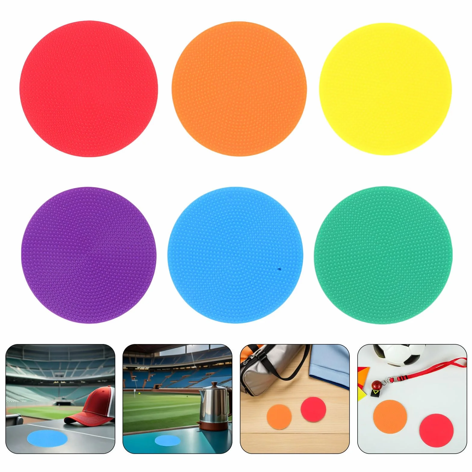 LALAFINA Coupe du Monde 6pcs Marqueurs de Points Football Entraînement en Plastique Antidérapants