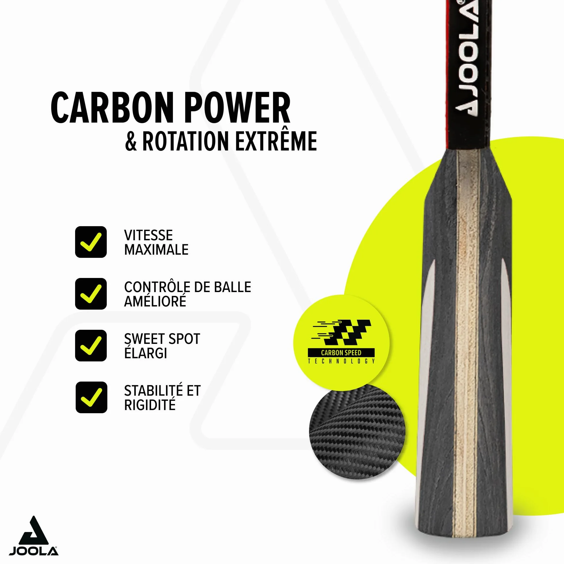 JOOLA Raquette de Tennis de Table Carbon X Pro ITTF Approuvée 7 étoiles Batte Ping-Pong Noir/Gris éponge 2.0 MM