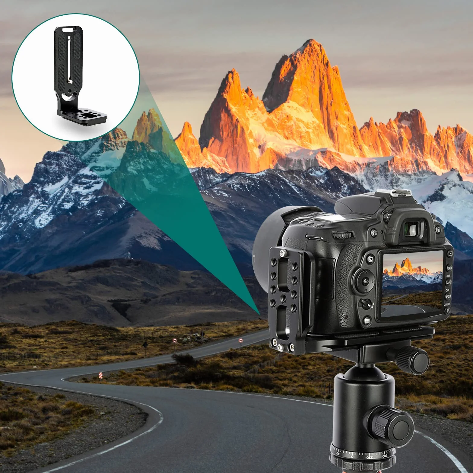 Support Universel Pour Appareil Photo DSLR Vertical L : Plaque de Libération Rapide en Aluminium, Construction Solide, Pour La Photographie Professionnelle (Noir)