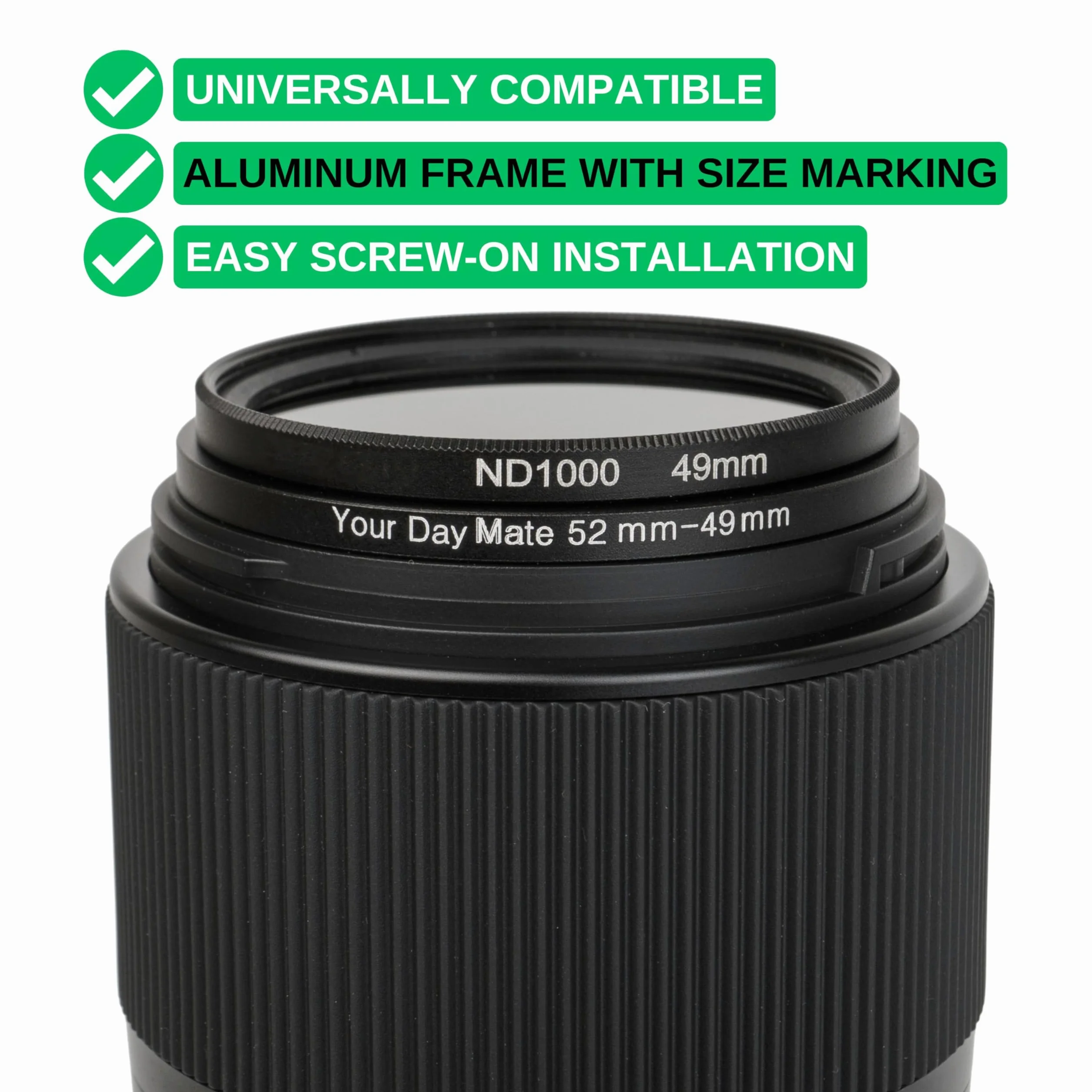 Step Down Ring, Ø 58 à 55 mm de diamètre, Compatible avec Les objectifs de Fabricants tels Que Canon, Sony, Nikon, Fujifilm, Adaptateur de Filtre pour Objectif d'appareil Photo, Step-Down Ring alu
