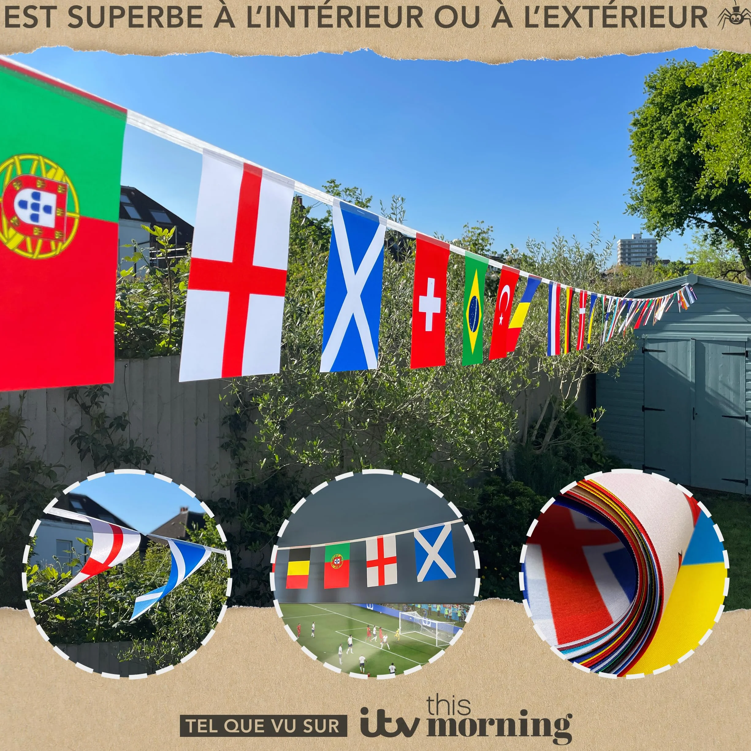 Banderole réutilisable Coupe du Monde 2026 – 48 équipes qualifiées – Décoration football 2026