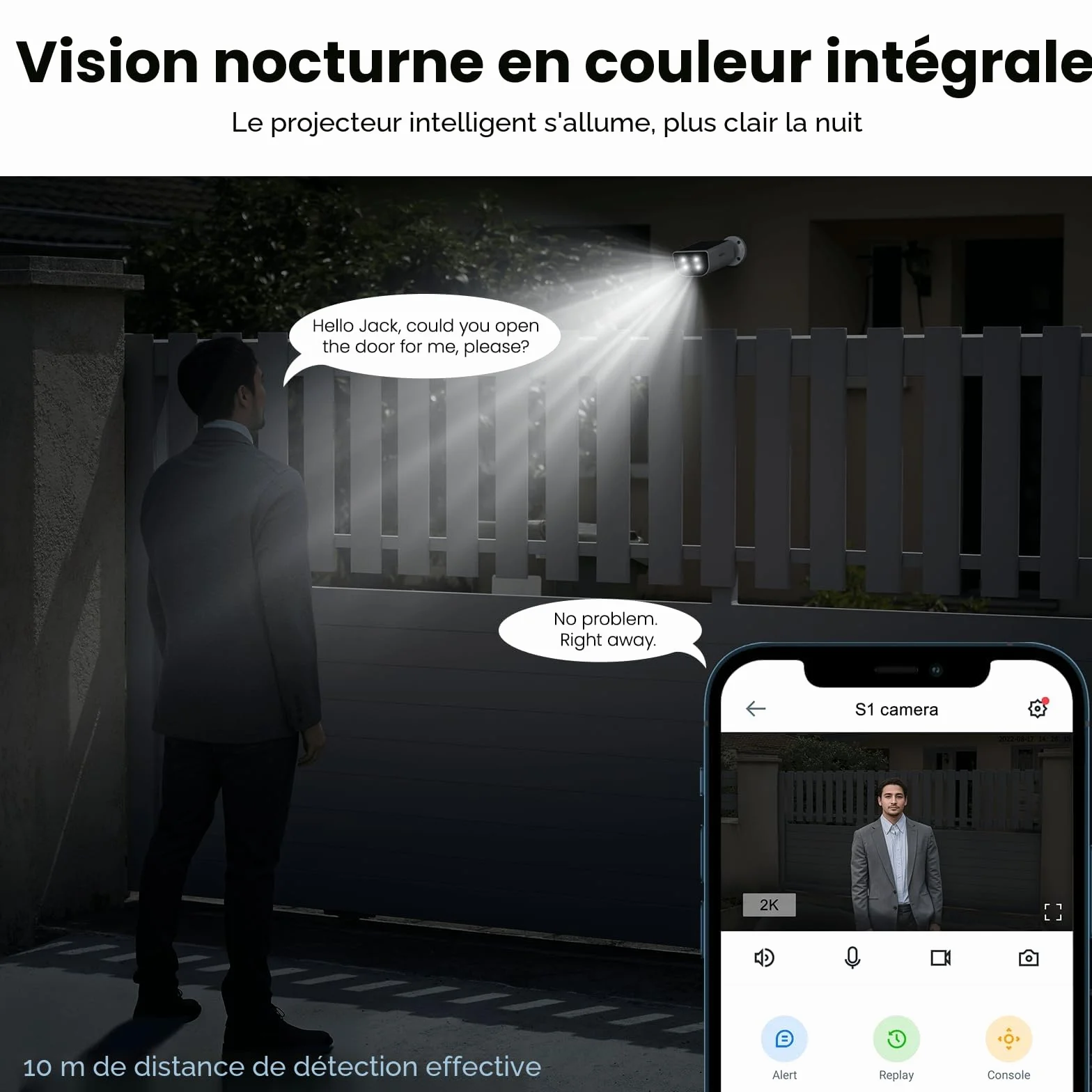 AOQEE Camera Surveillance WiFi Exterieure sans Fil 2K, Batterie Panneau Solaire intégré, IP65, Détection Humaine AI, Vision Nocturne Couleur