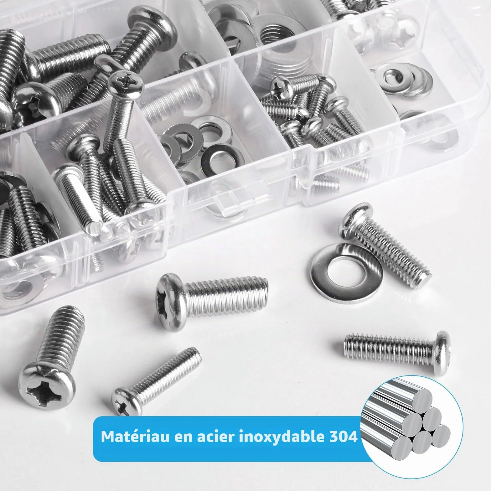Kit de 48 vis VESA universelles pour supports TV, vis pour moniteurs et écrans muraux, en acier inoxydable, avec rondelles.