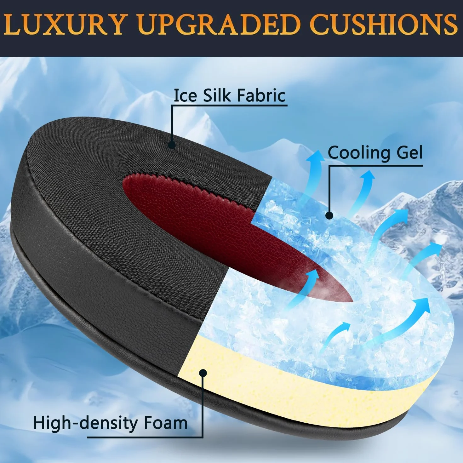 SOULWIT Gel de Refroidissement Mousse Coussin pour HyperX Cloud 2/3/1/Alpha/Flight/Stinger/Stinger2/Core/Pro, CloudX Stinger/Flight Series