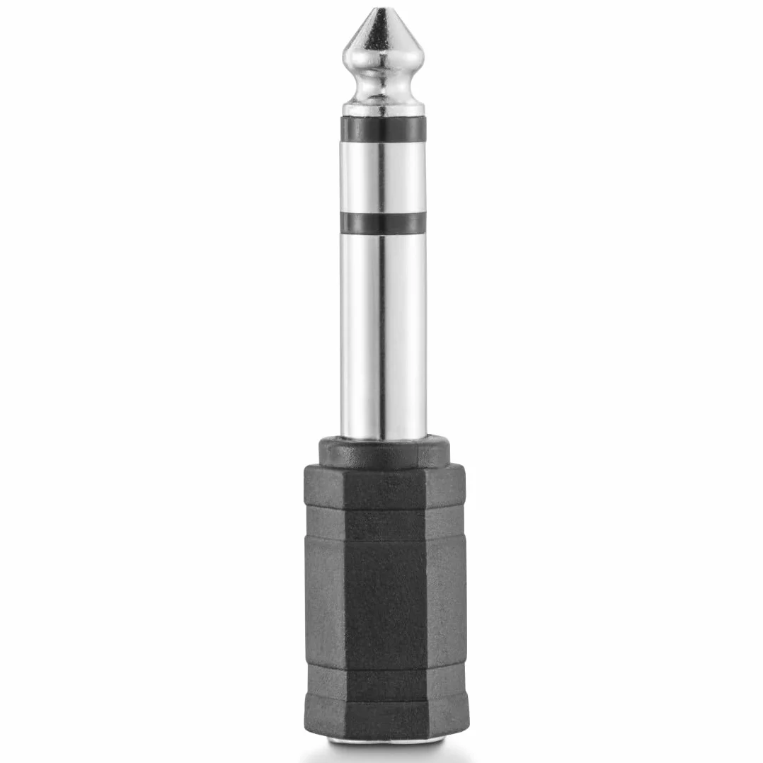 Hama Adaptateur Jack 6.35 vers 3.5 Garantie 10 Ans (Adaptateur Audio 6.35mm Mâle vers 3.5mm Femelle, Stéréo, Prise Casque, Audio Connecteur Stéréo pour Mélangeur Audio/Piano électrique/Clavier) Noir