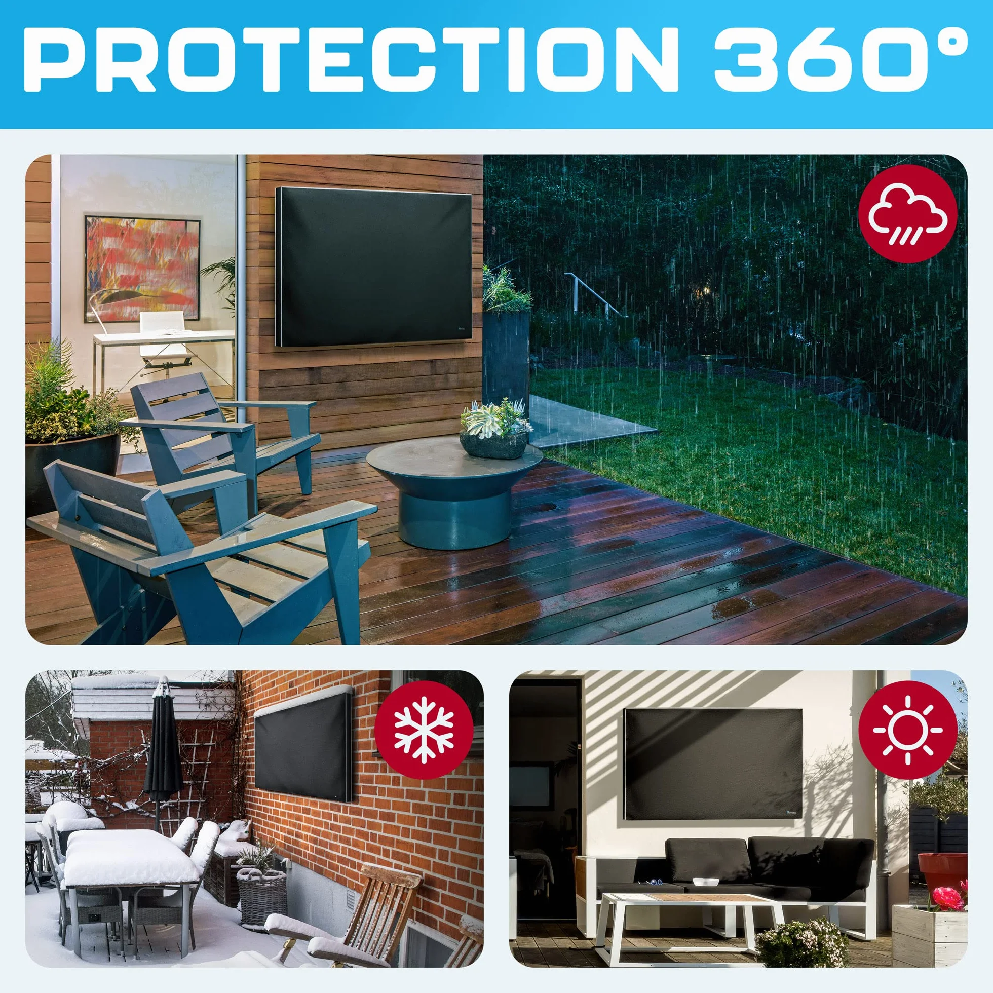 Garnetics Housse de Télévision Extérieure Imperméable 52-55 Pouces Écran Plat Protection