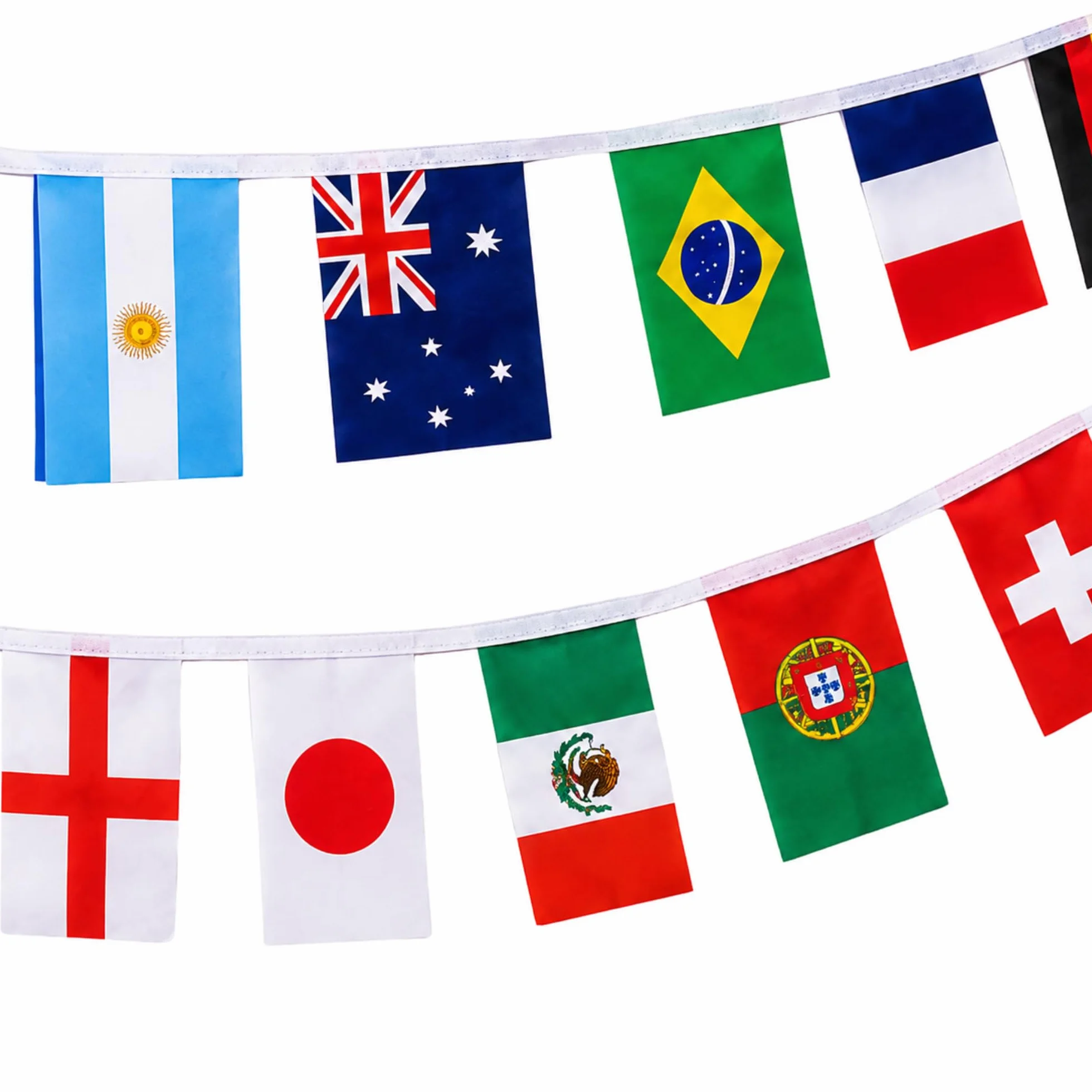 Guirlande Drapeaux Coupe du Monde Football 2026 15m 48 Drapeaux Pays 21x14cm Décoration Supporter