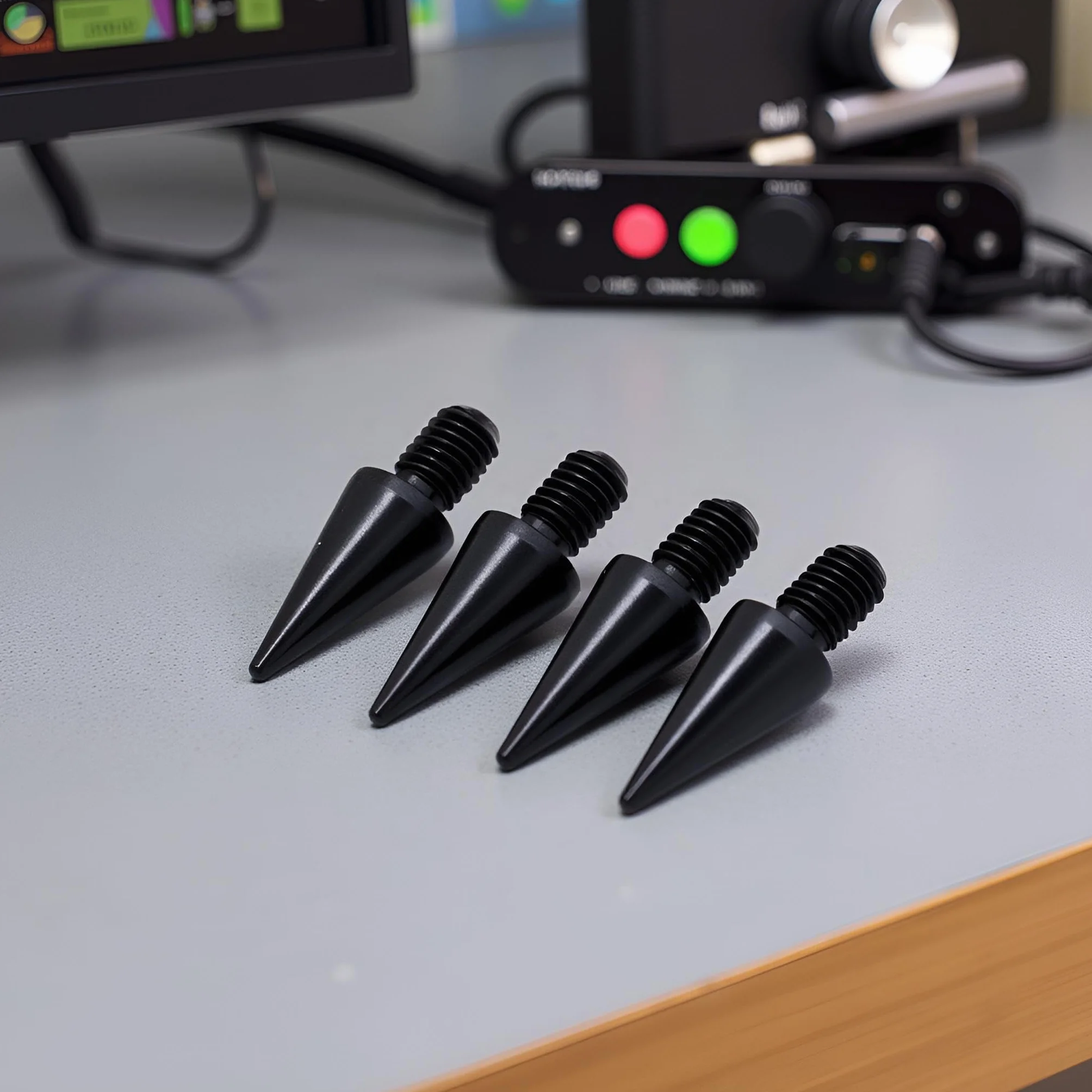 PrecisionGeek Speaker Spikes M6 – Aluminium Noir Ø10 × 20 mm – Anti-Vibration – 4 pièces