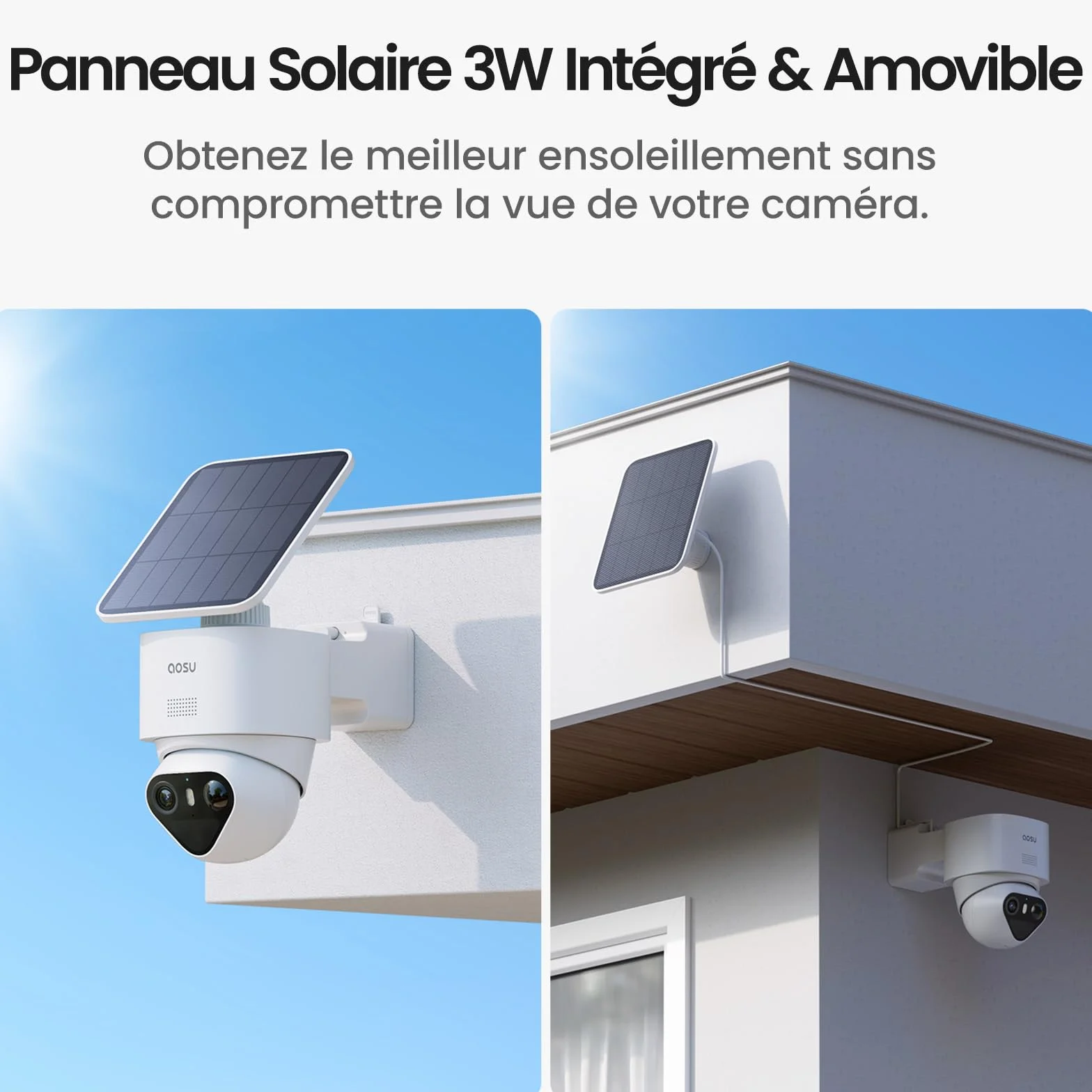 aosu 4K T2 Ultra Camera Surveillance WiFi Exterieure sans Fil Solaire, 2 Cam-Kit & aosuBase 2.0, 8MP Vision Nocturne, sans Abonnement, 32 Go Local & 1 to Extensible, 360° Panorama Suivi IA, 5G/2,4G