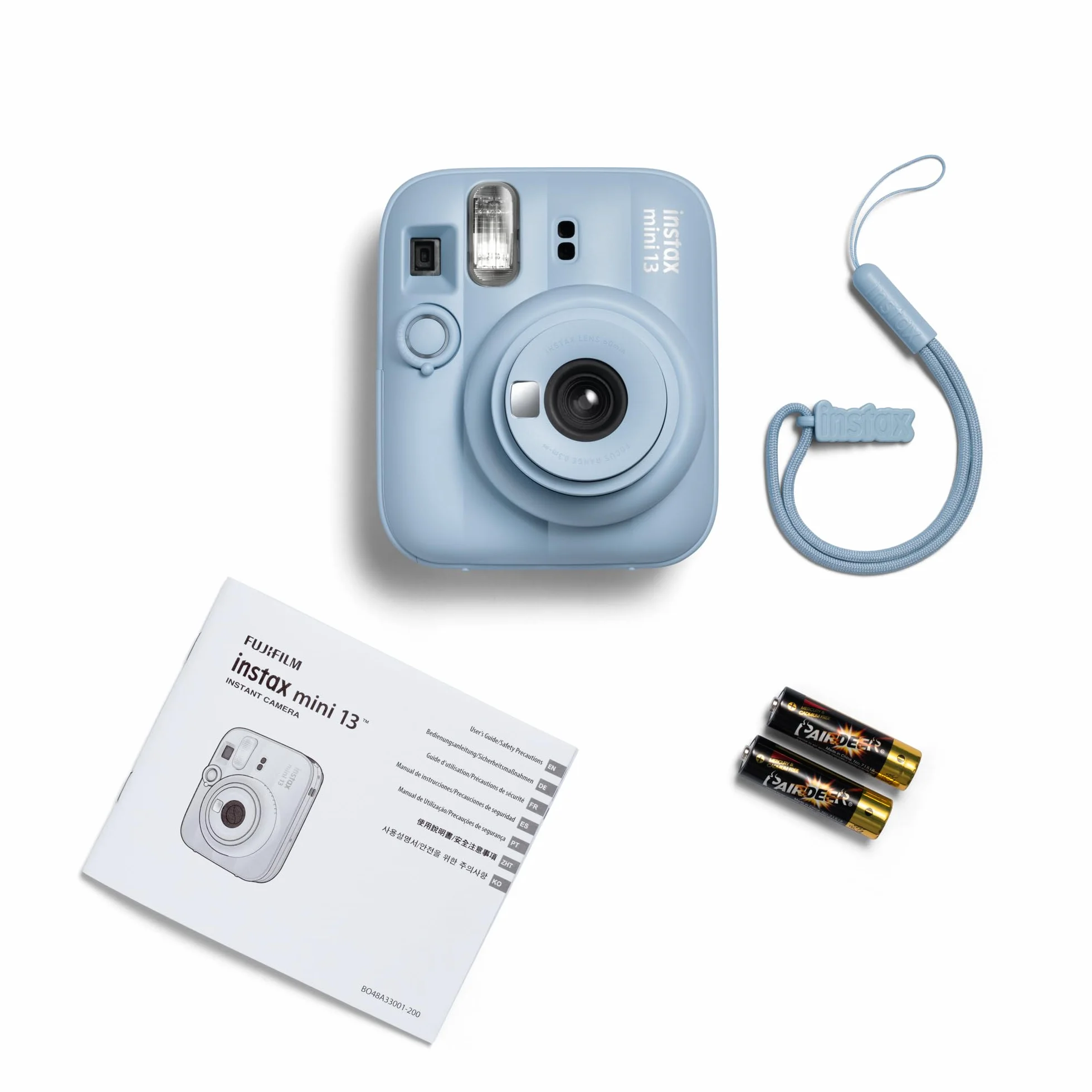 Appareil Photo instantané instax Mini 13 avec Flash Automatique intégré, Miroir pour Selfies intégré, Mode Gros Plan et retardateur, Bleu Glacé