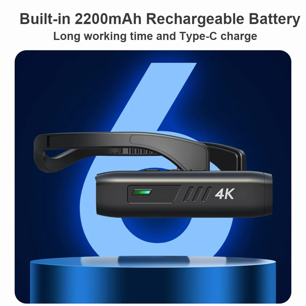 Andoer Caméra 4K 30 fps à fixation frontale WiFi portable avec objectif grand angle 120°