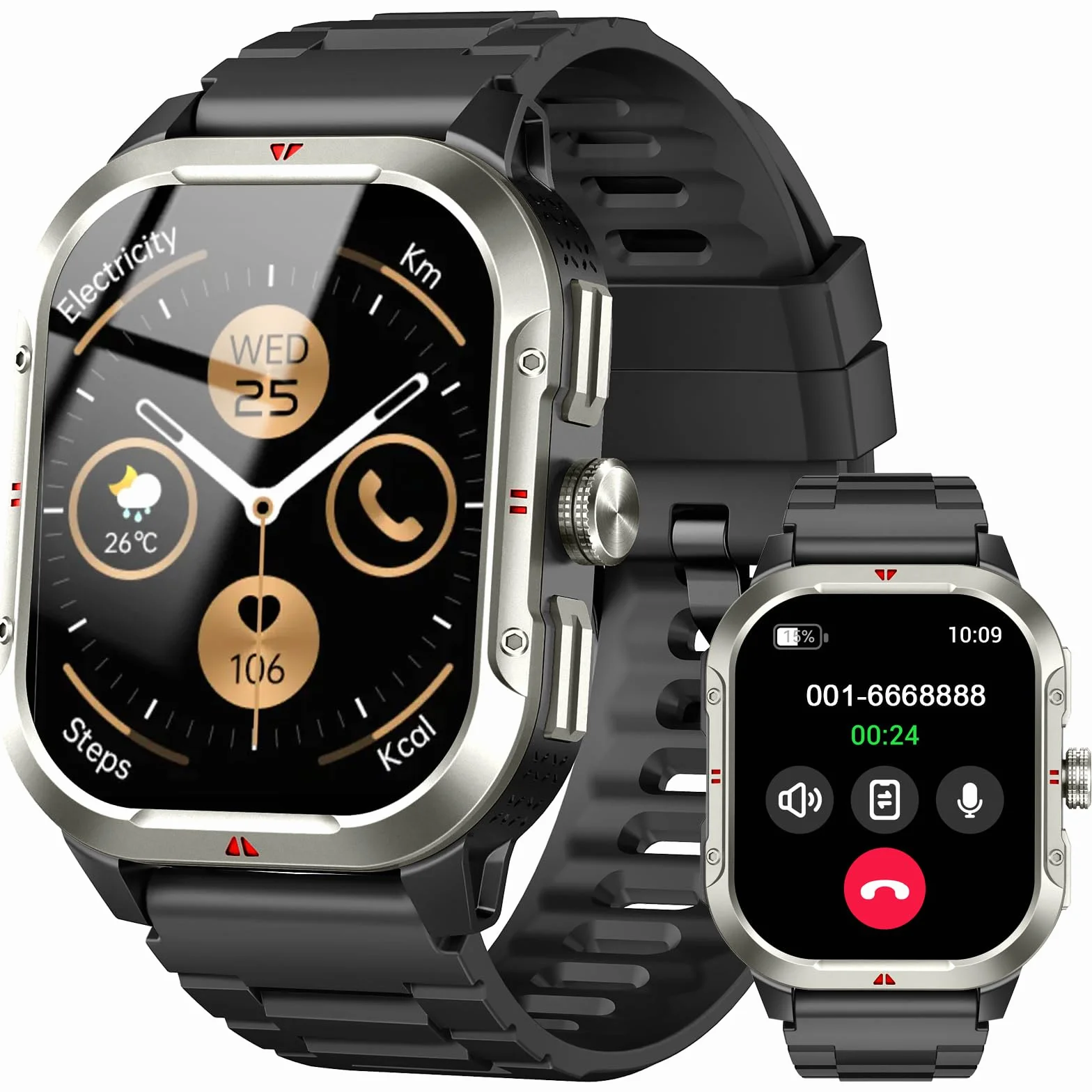 Smartwatch Homme Femme avec GPS Intégré, Appel Bluetooth, 110+ Sportifs, IP68, 2.06" HD pour Android iOS