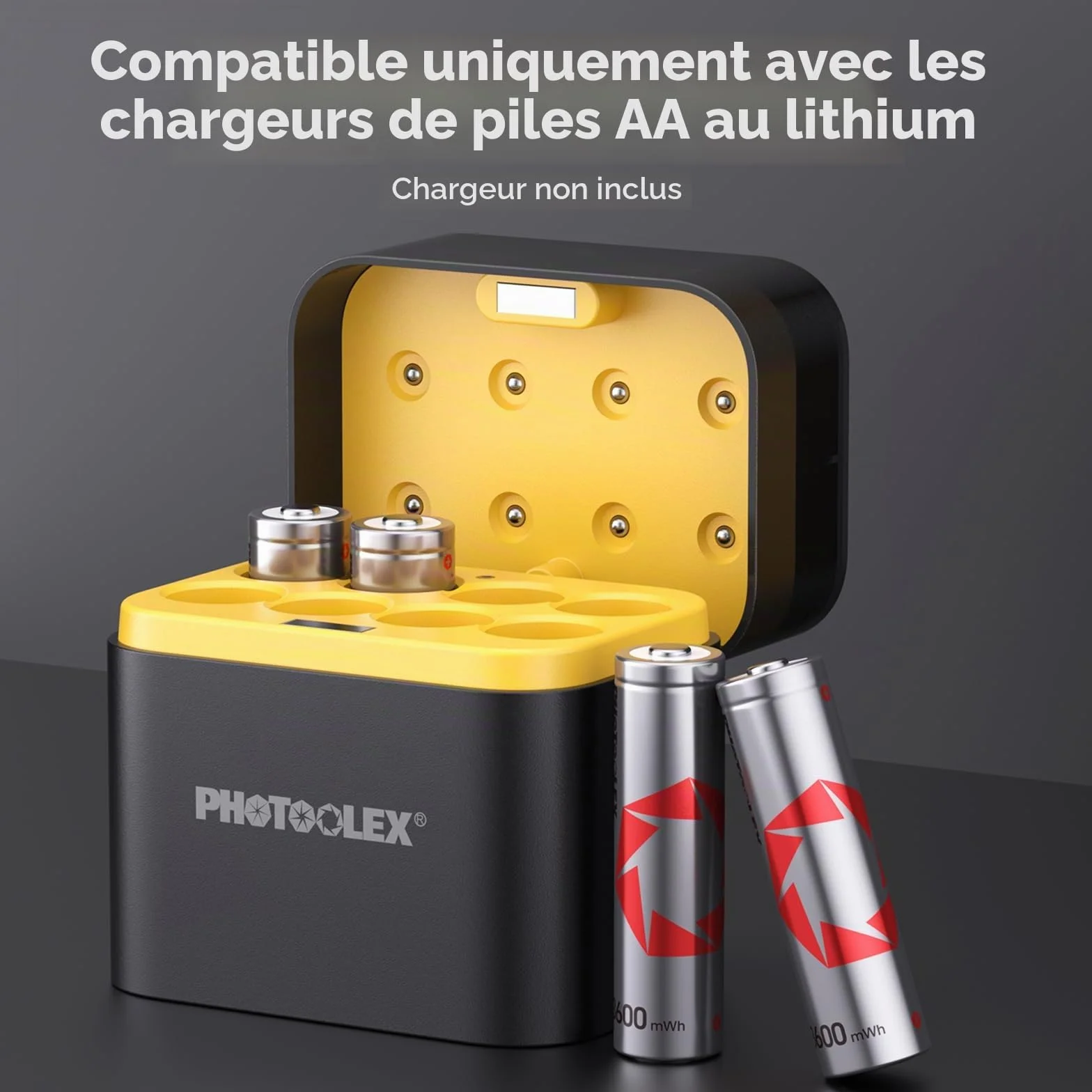 PHOTOOLEX Piles Rechargeables AA Lot de 8 3600mWh 1,5V Lithium HR6 Haute Performance Longue Durée