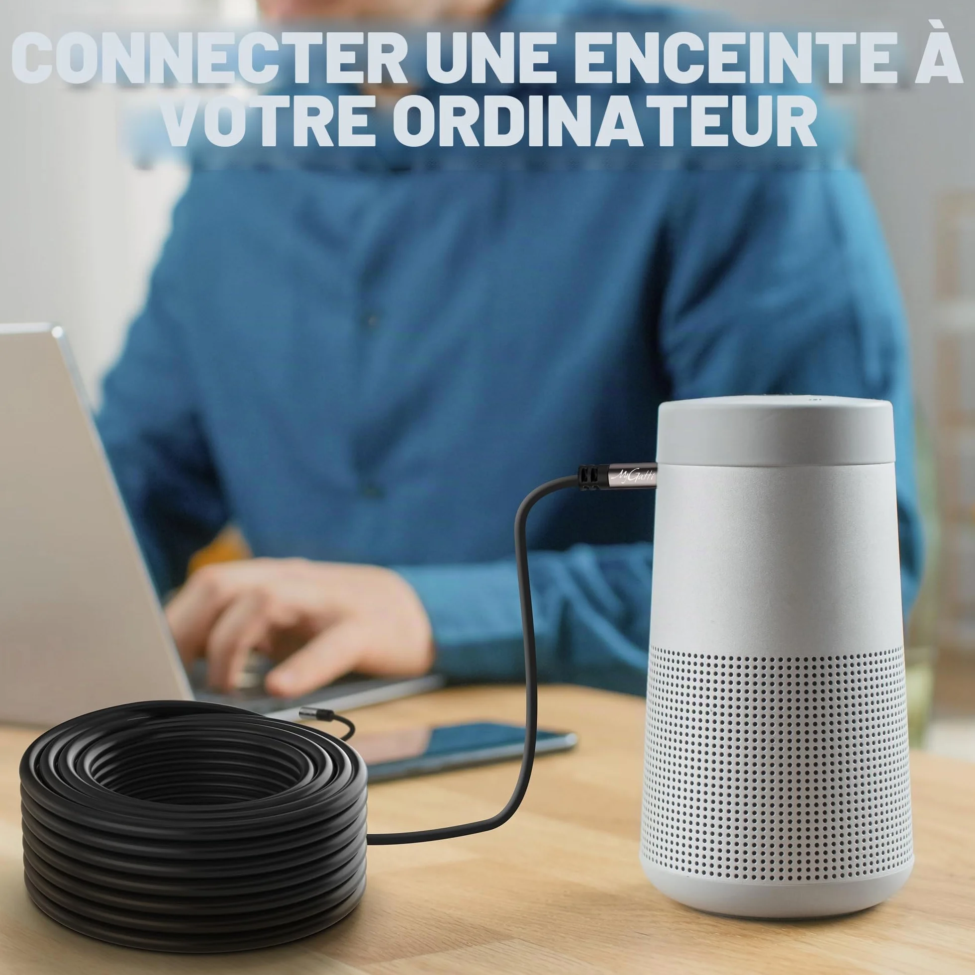 5m Câble auxiliaire jack 3,5 mm,Câble jack audio stéréo,pour voiture, écouteurs, téléphone portable, tablettes, haut-parleurs, lecteurs MP3/MP4, etc.avec 5 serre-câbles