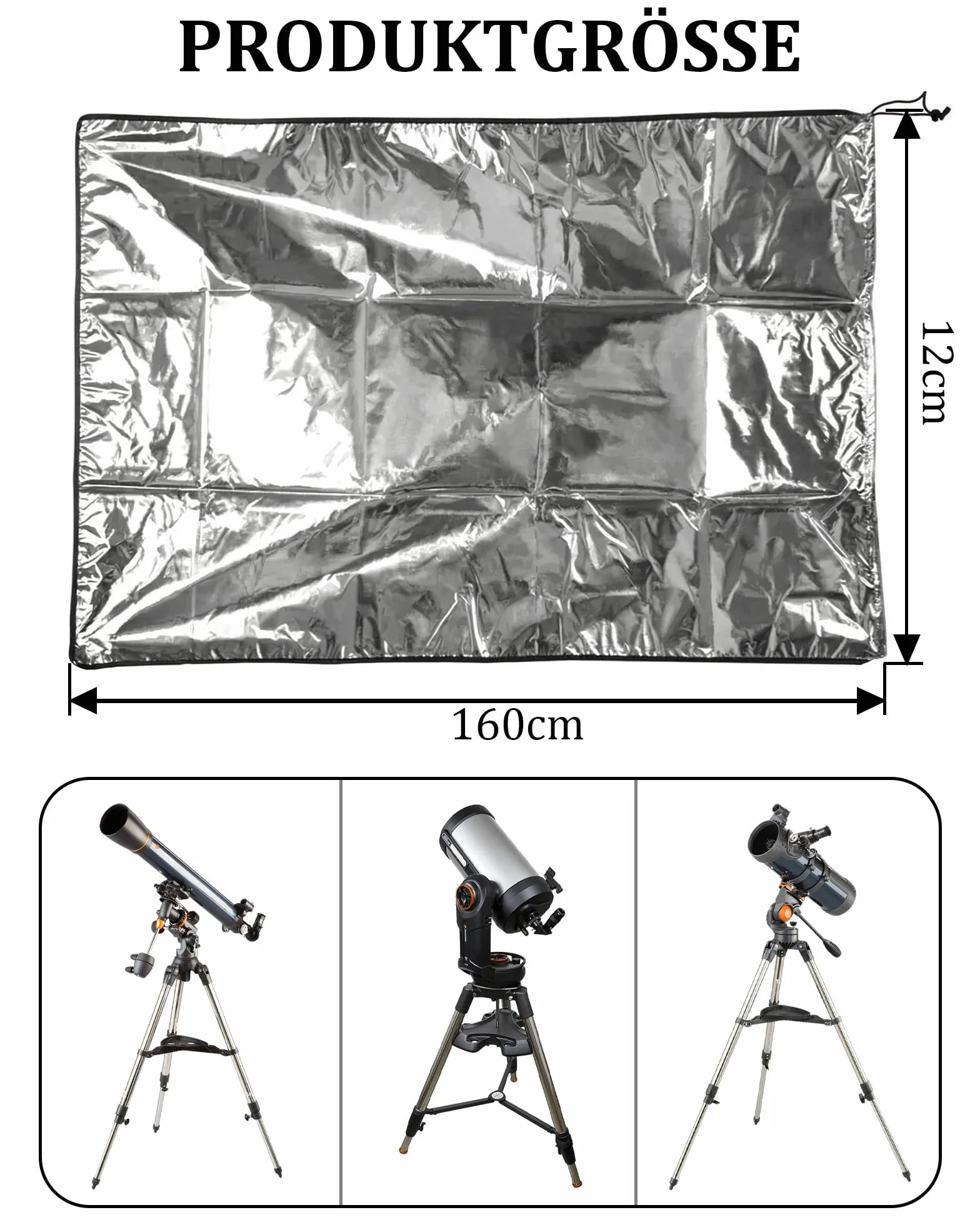Housse télescopique de protection 120x160 cm étanche poussière coupe-vent extérieur