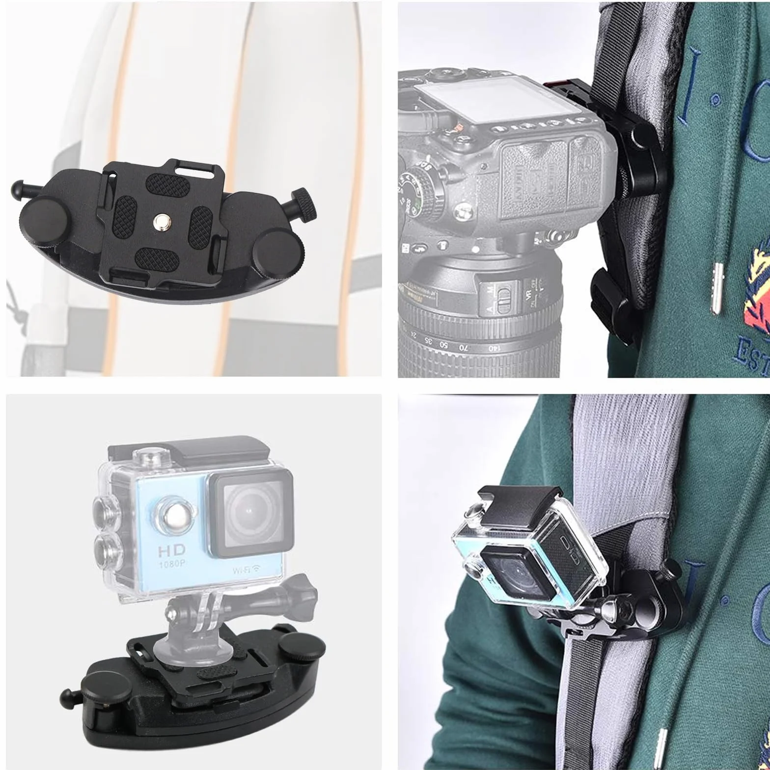 Clip de Ceinture pour Appareil Caméra Sangle pour Sac à Dos Clip de Ceinture en Alliage D'aluminium à Fermeture Rapide Avec Support 1/4 pour Appareil Photo et Sac à Dos.