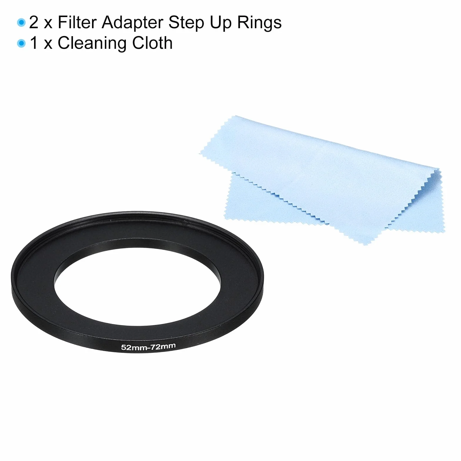 PATIKIL Bague d'adaptation en métal 52-72mm Lot de 2 pour Filtre d'objectif d'appareil Photo Aluminium Noir
