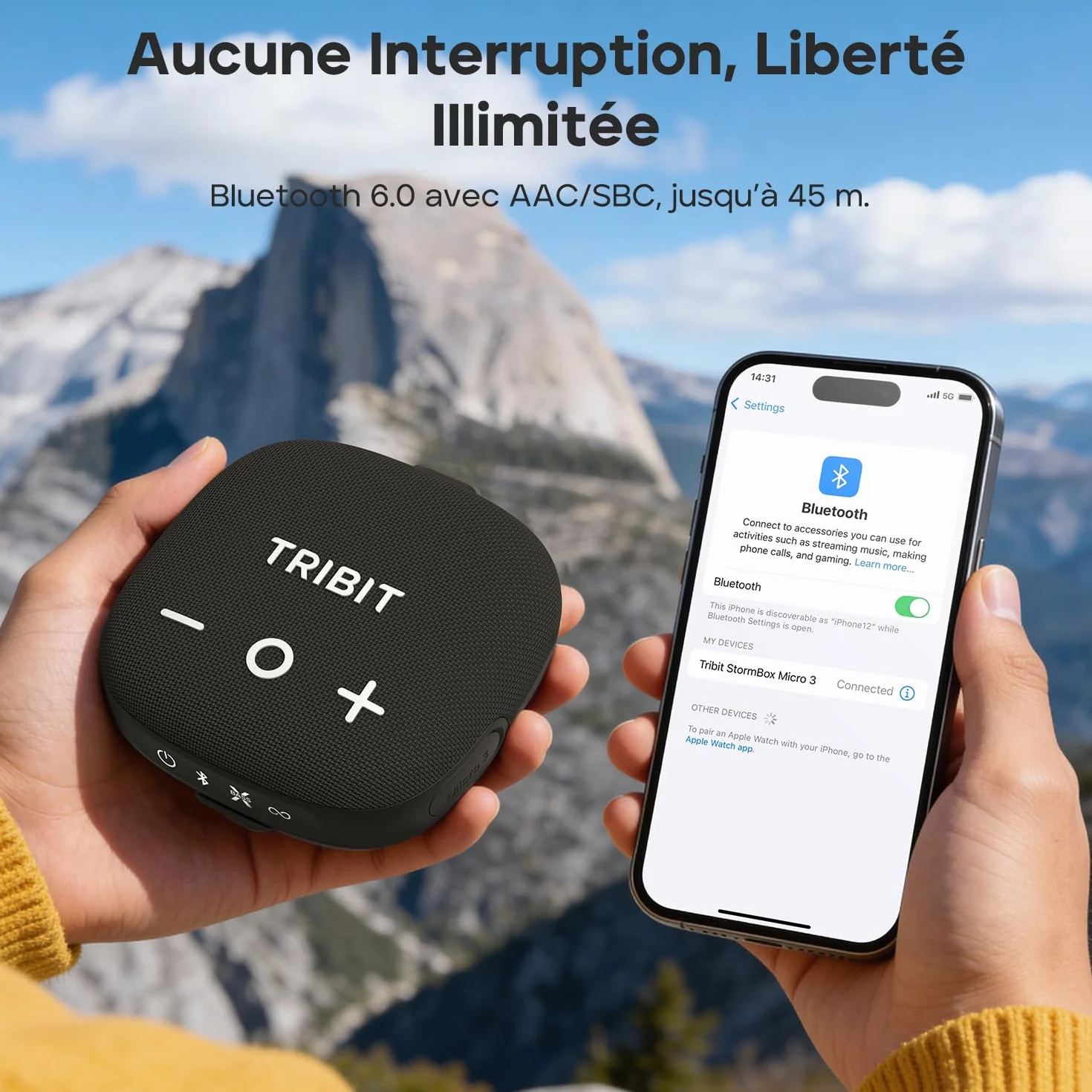 Tribit StormBox Micro 3 Enceinte Bluetooth Portable 13W XBass IP68 étanche autonomie 24h Noir