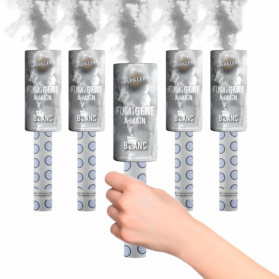 Lot de 5 Fumigène Torche à Main Blanc 45 secondes Catégorie F1