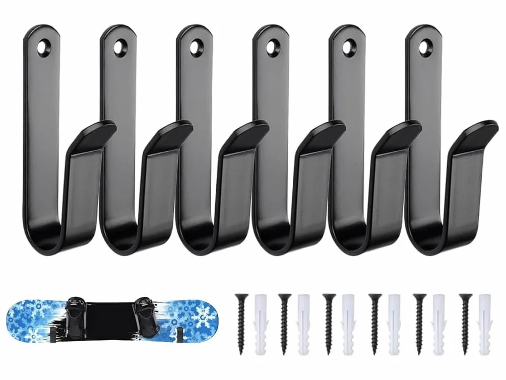 Support Mural pour Snowboard 6 Pièces, Rack Horizontal avec Vis, pour Skateboard, Chambre Garage