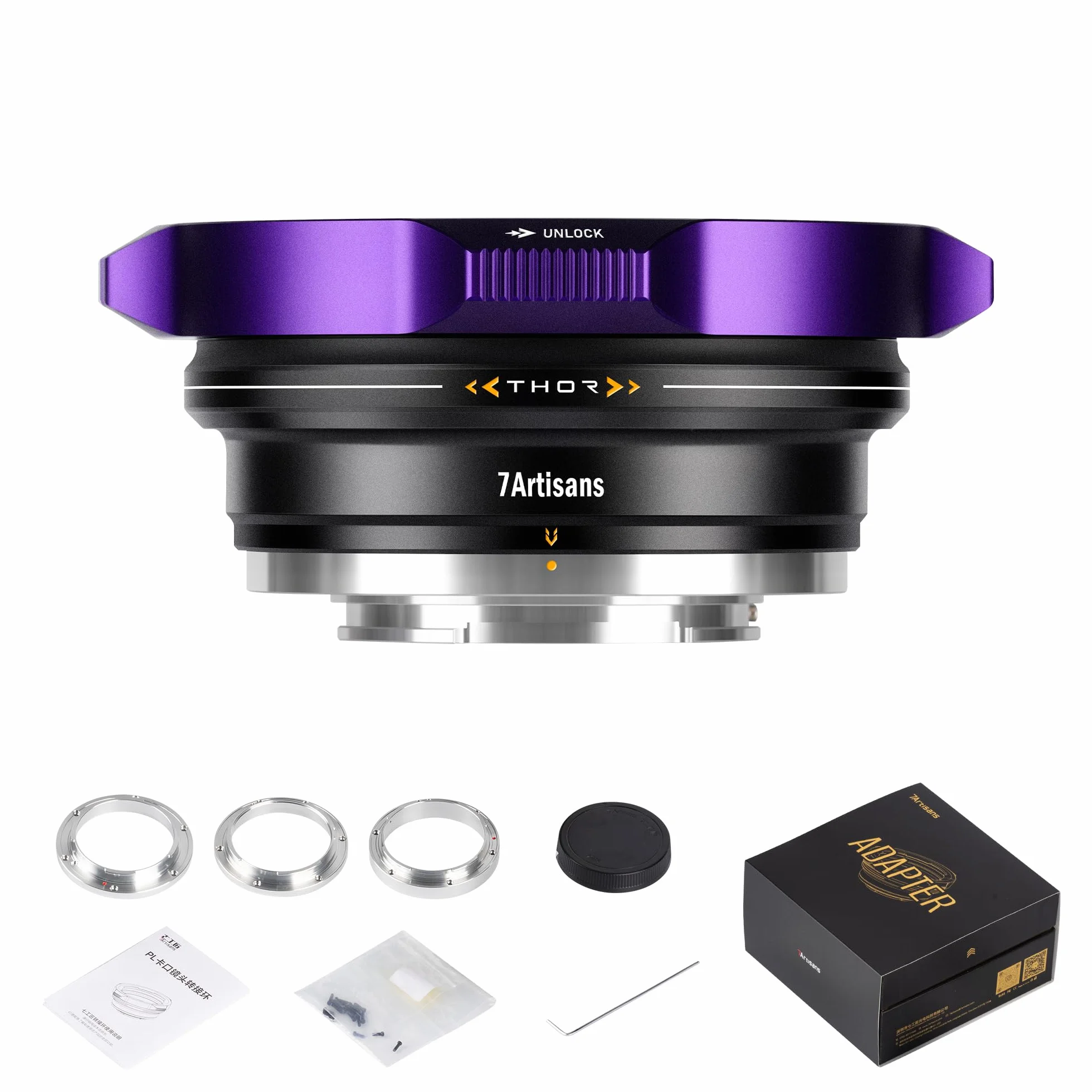 7Artisans Bague d'adaptation PL Multi-Monture, Monture PL-E Installée par défaut, Compatible avec Les Montures interchangeables PL-L/PL-R/PL-Z, Violette