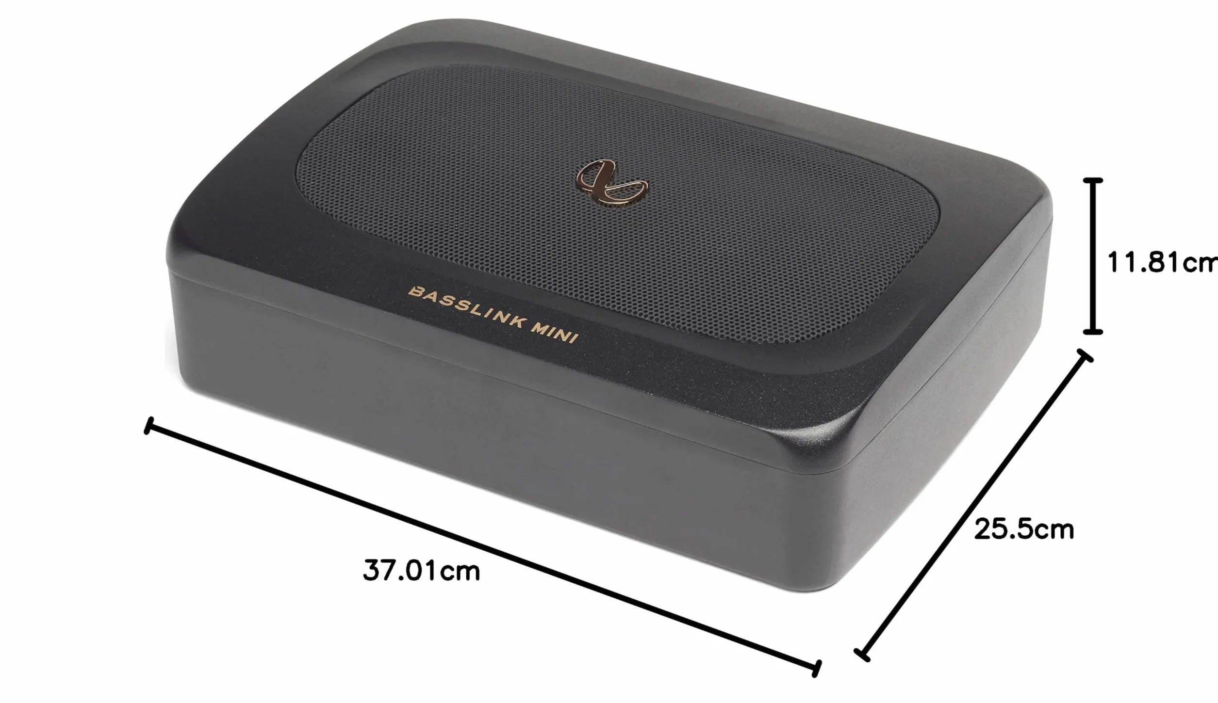 Infinity BassLink Mini Caisson de Basses Actif Compact 100W RMS et 200W Max avec Haut-Parleur 6x8, boîtier en Aluminium, Filtre Passe-Bas réglable, Bass Boost et Commande de Volume à Distance