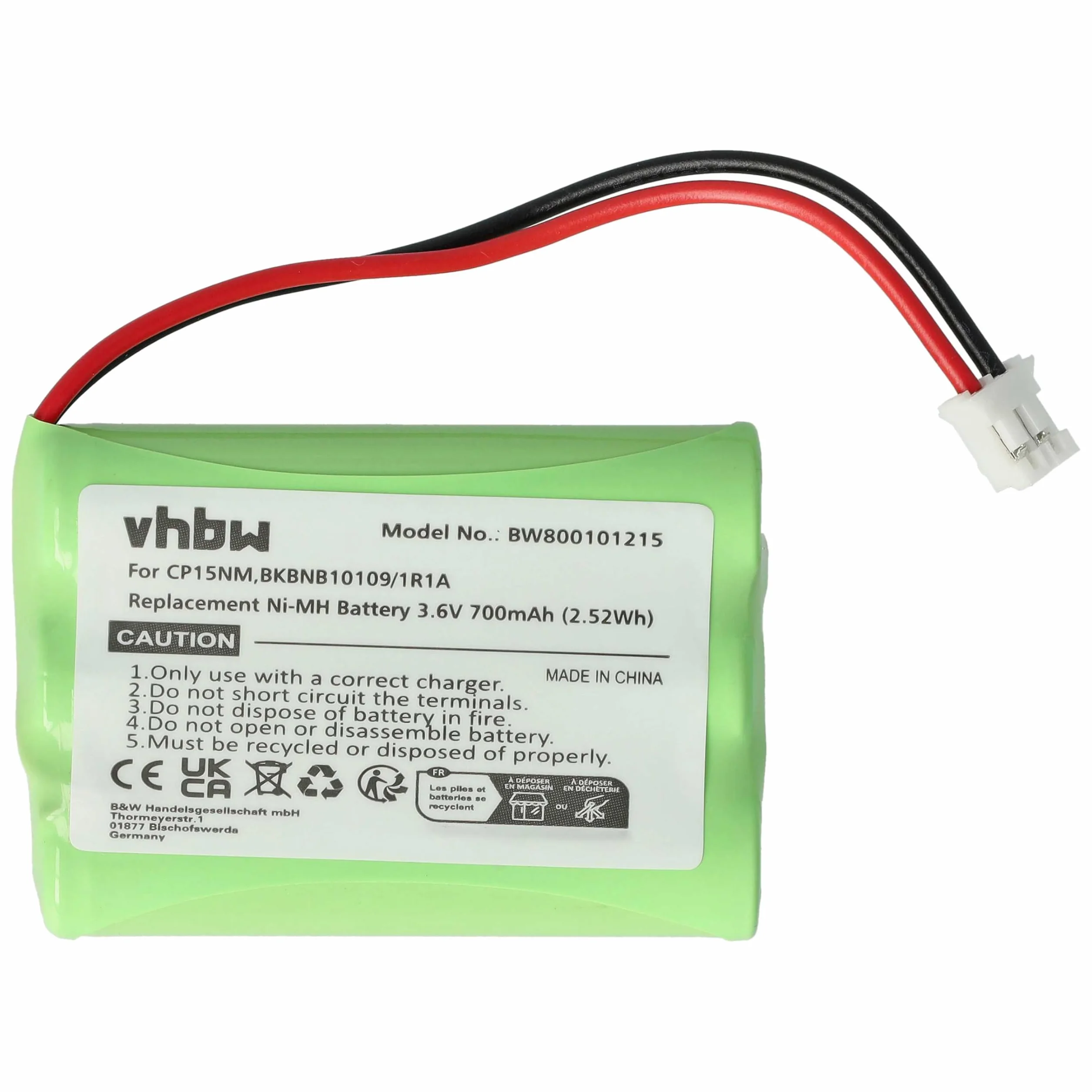 vhbw Batterie Compatible avec Motorola MBP853, MBP30, MBP668PU, MBP668CONNECTPU, MBP668 téléphone Fixe sans Fil (700mAh, 3,6V, NiMH)