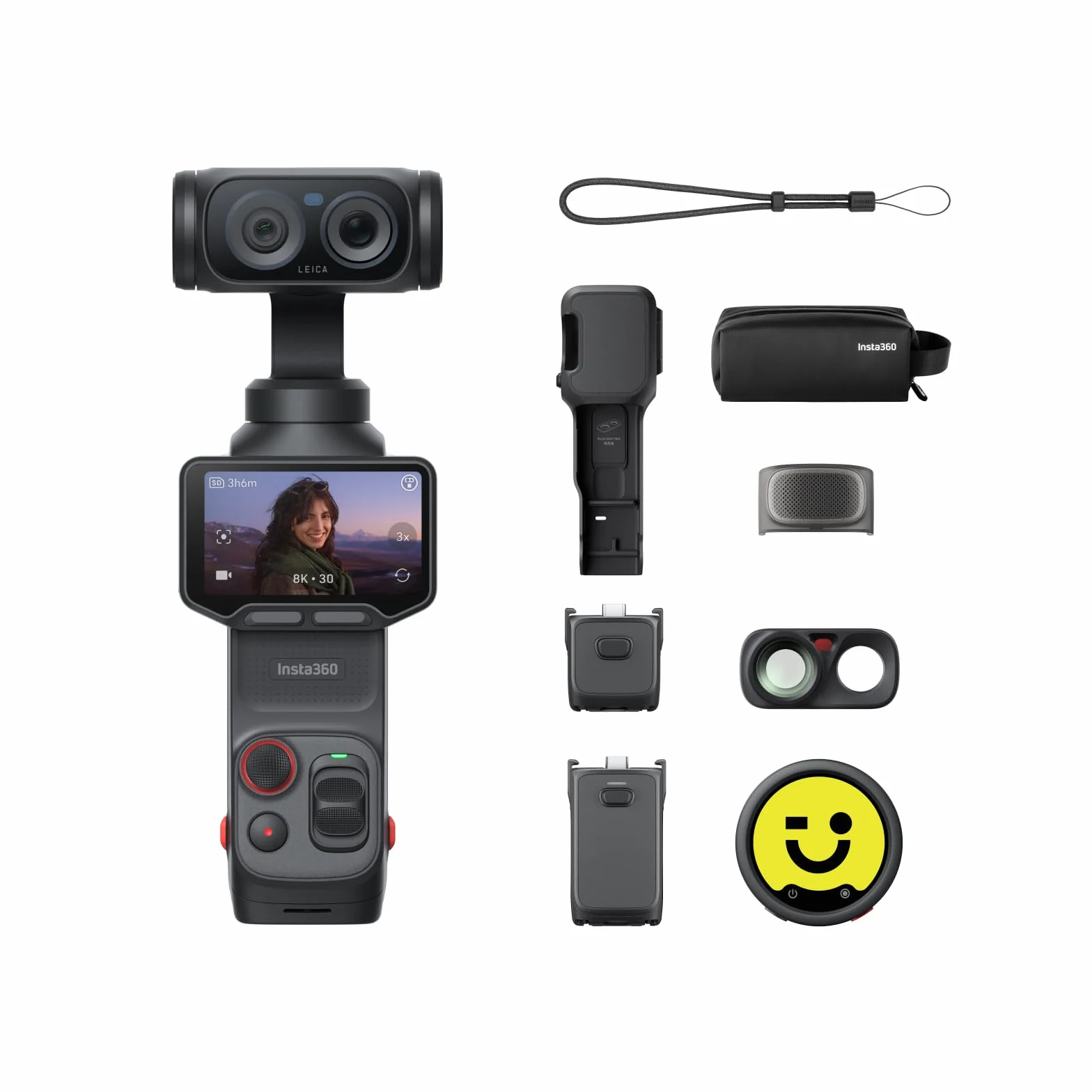 Insta360 Luna Ultra Pack Créateur Caméra de Vlogging 8K Deux objectifs Leica Zoom 12× Capteur 1" Écran Tactile 2" Triple Puce IA