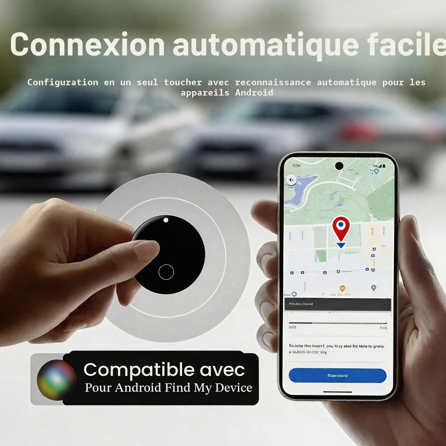 Traceur GPS Voiture Smart Tag Android, Fonctionne avec l’app Google Localiser (Uniquement Android), Localisateurs D’Objets Bluetooth pour Valises/Portefeuilles/Clés/Sacs/Bagages/Animaux de Compagnie