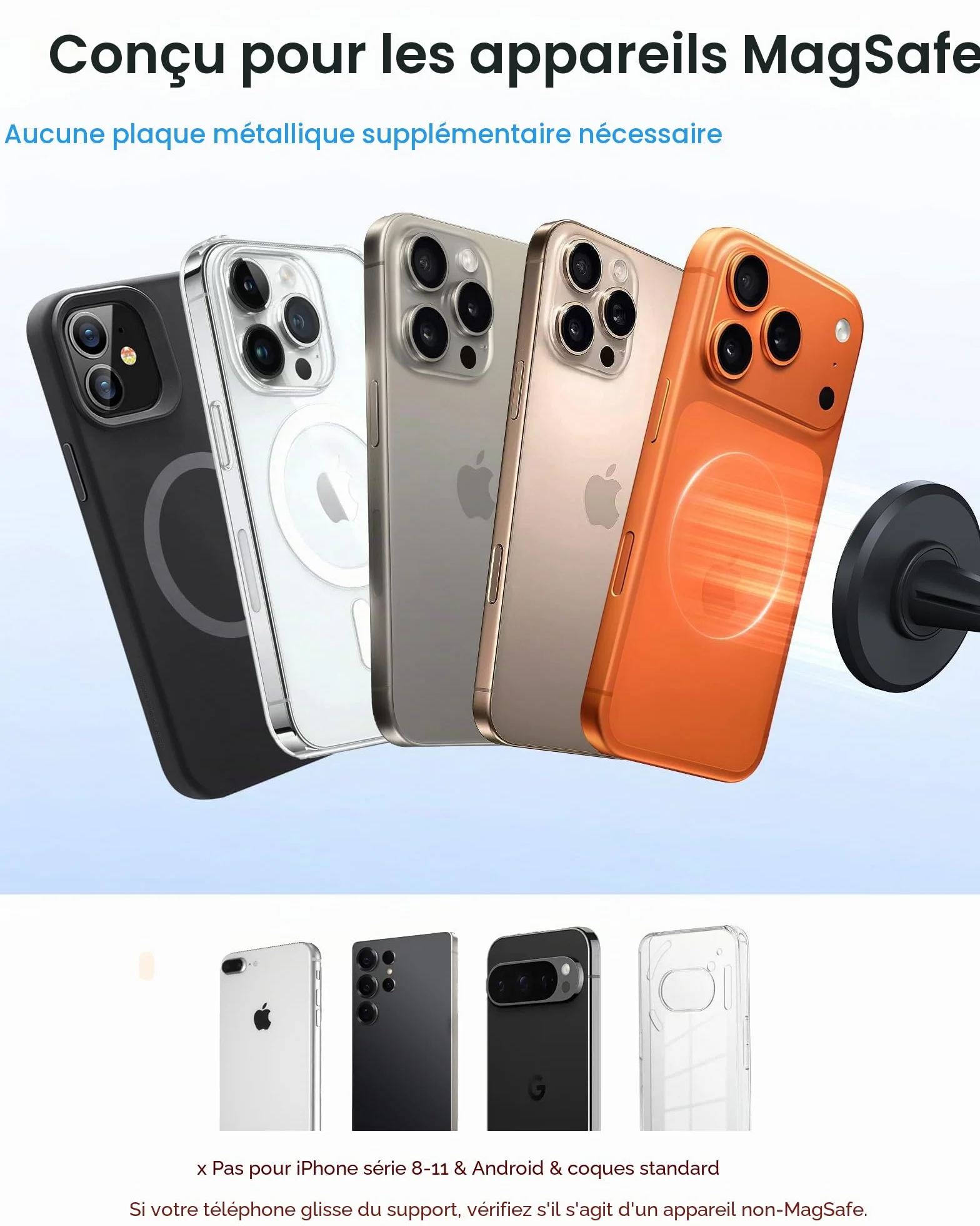 YOSH Support Téléphone Voiture pour MagSafe, Magnétique Porte Téléphone Voiture, Forte Adhérence Compatible avec iPhone 17/16/15/14/13/12 Series et Accessoires pour MagSafe