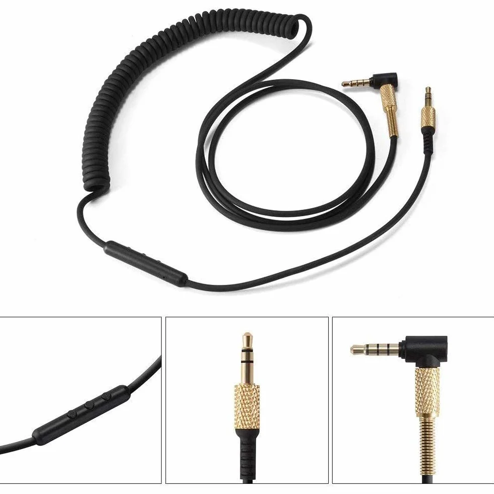 POFET Câble audio de rechange pour casque Marshall Major II 2 avec contrôle du volume pour microphone à distance pour casque, ordinateur portable, smartphones