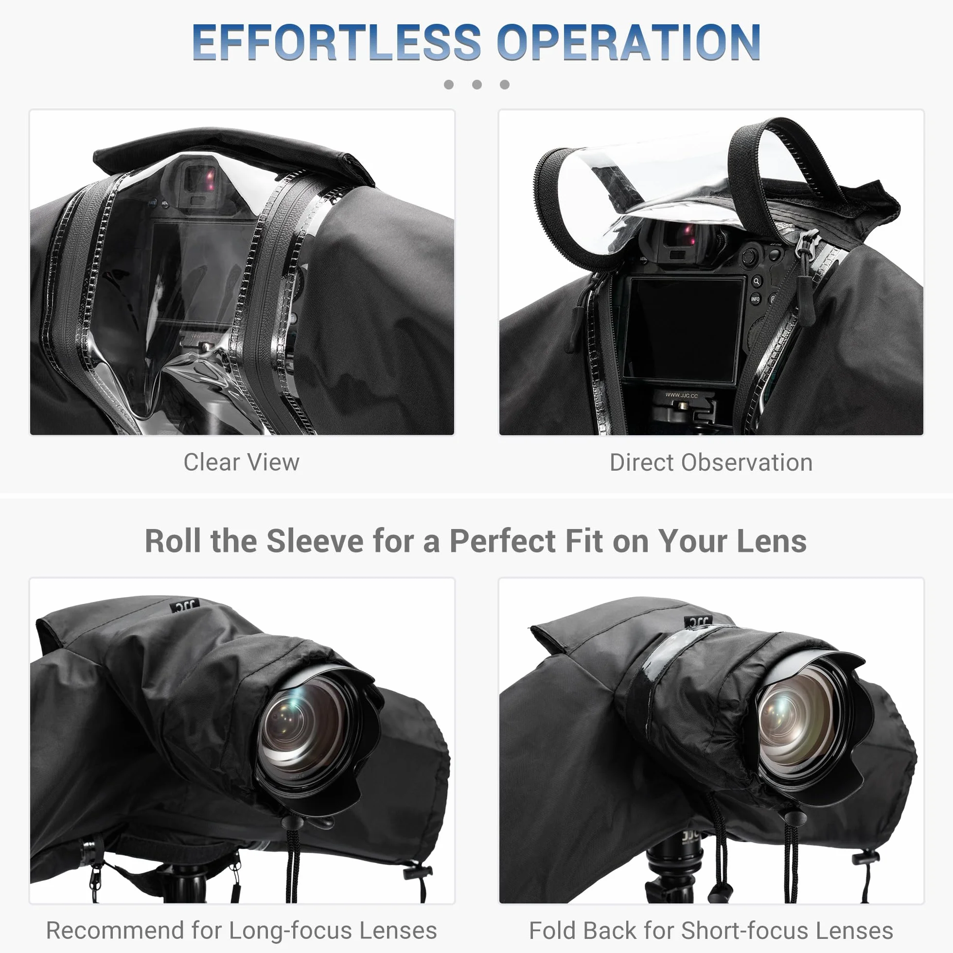 Protection Pluie Appareil Photo, Design Amélioration de la Fenêtre Transparente Zippée, Noir en Nylon pour Housse de Pluie pour Appareil Photo Compatible avec Canon Sony Nikon DSLR