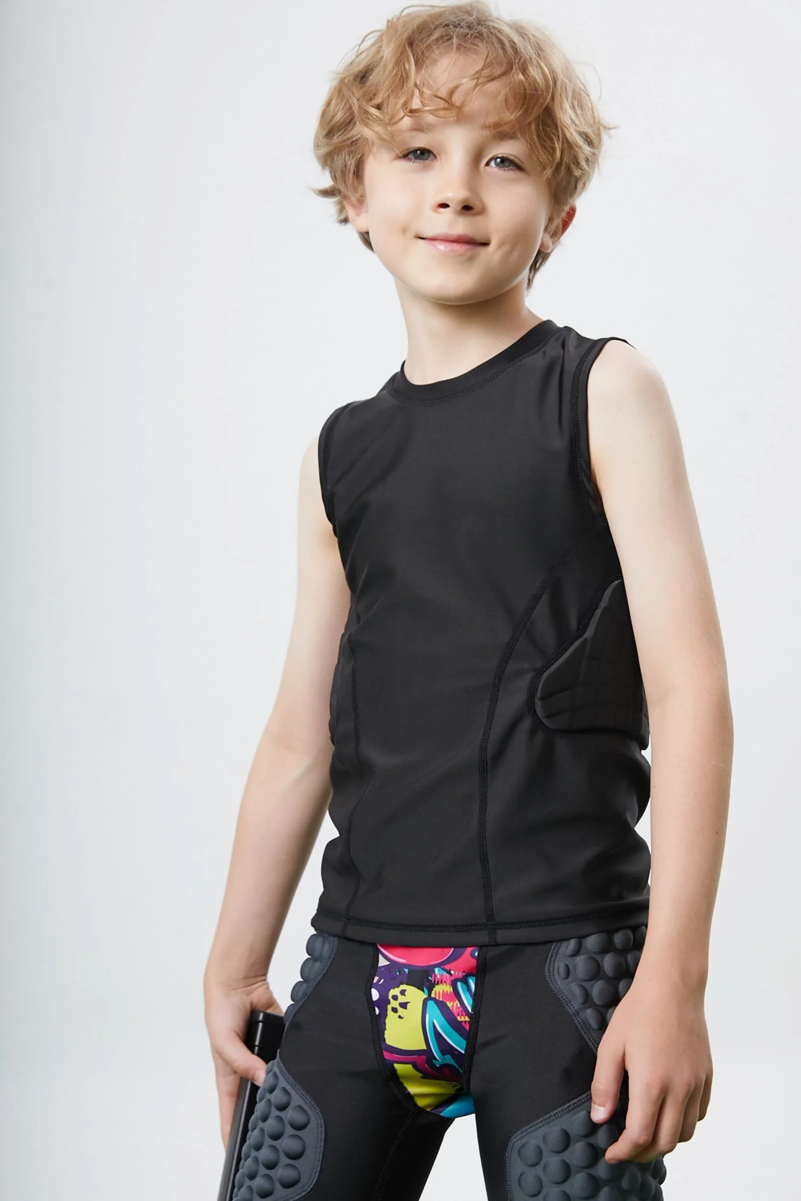 Maillot de football rembourré pour enfant avec protections côtelées