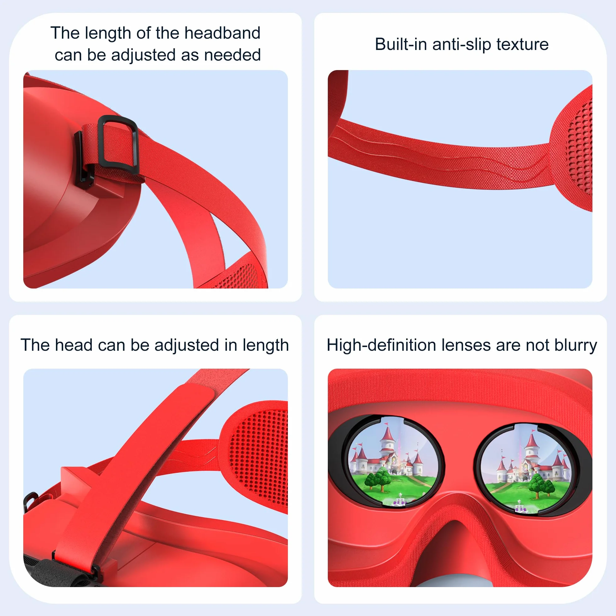 Casque réalité virtuelle Nintendo Switch 2 objectifs HD réglables sangle confortable lunettes 3D bleu rouge