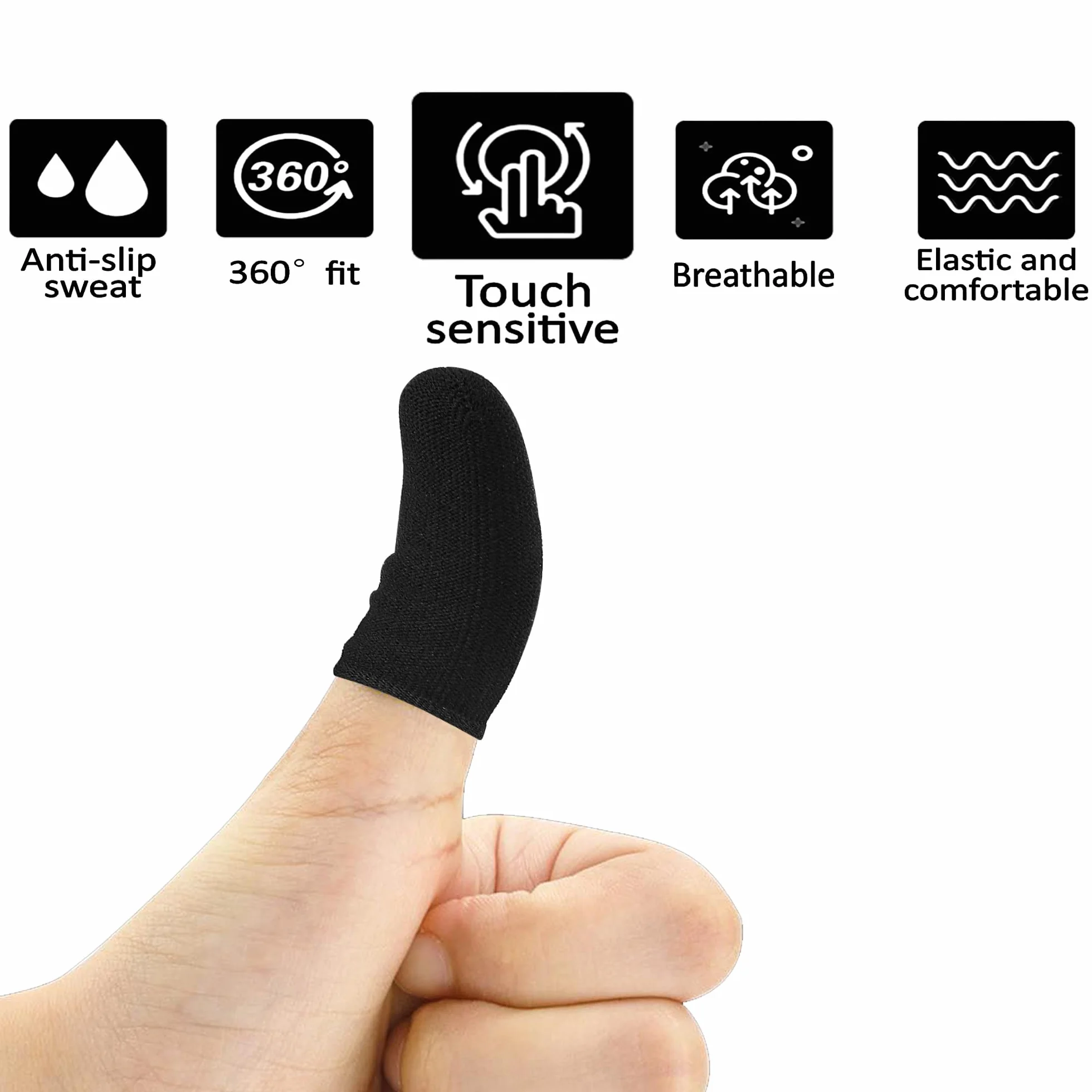 Lot de 4 manchons de doigt pour jeux mobiles, fonctionnement fluide, anti-transpiration, extrêmement fins, compatibles avec téléphones portables et tablettes