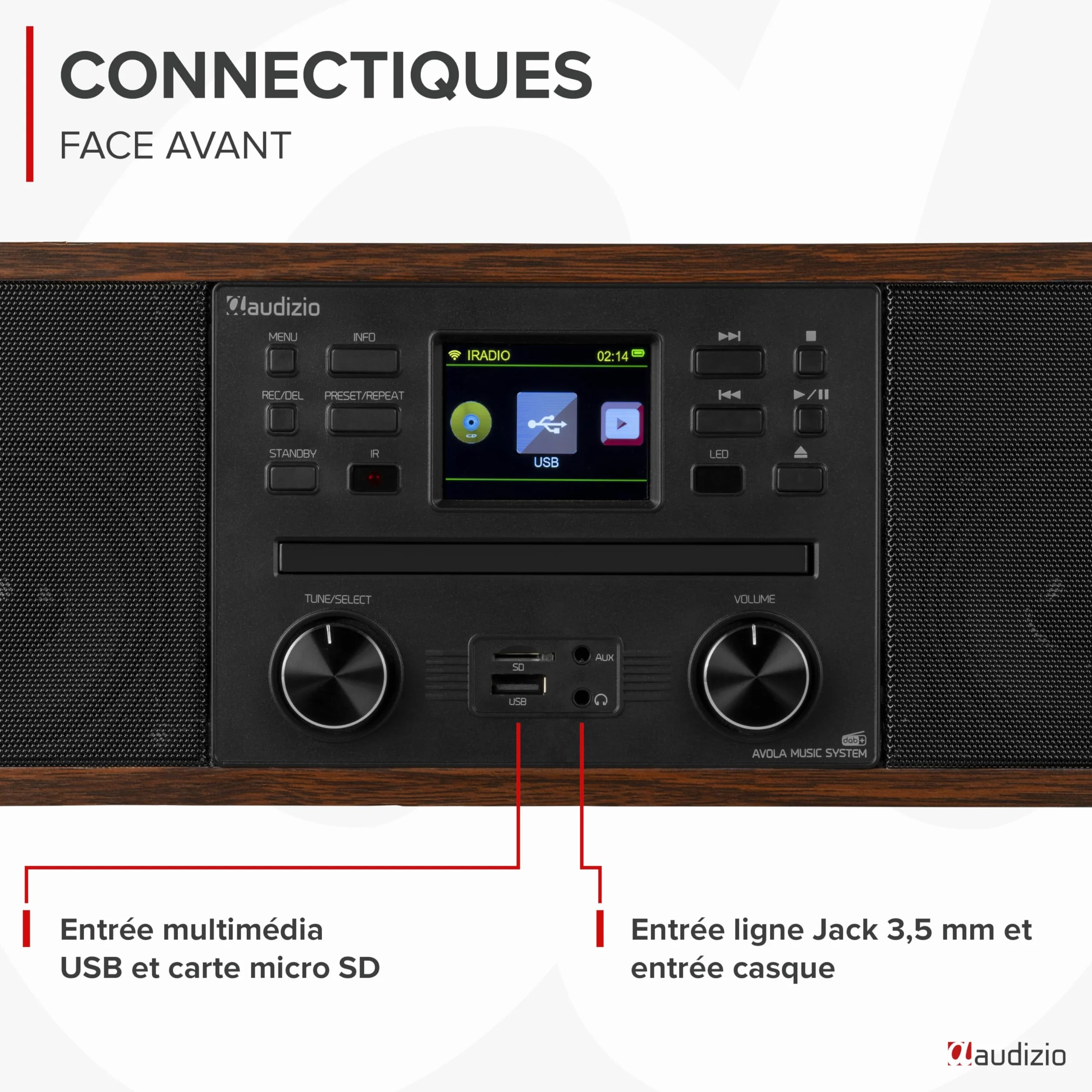 Audizio Avola Radio Internet WiFi avec Lecteur CD et Bluetooth - Couleur Noyer, Radio Dab+, FM, Haut-Parleurs Stéréo, Télécommande, Idéale pour Diffuser Vos Radios Préférées du Monde Entier
