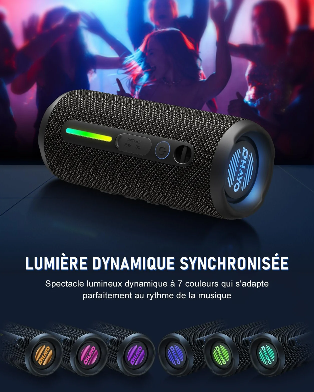 OHAYO Enceinte Bluetooth Puissante 24W IPX7 Étanche 30h Autonomie Bass Boost Portable