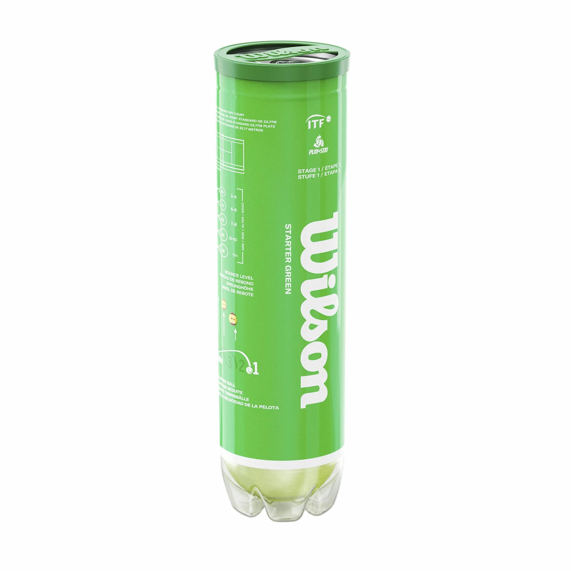 Wilson Balles de Tennis Starter Play Green Boîte de 4 Jaune WRT137400