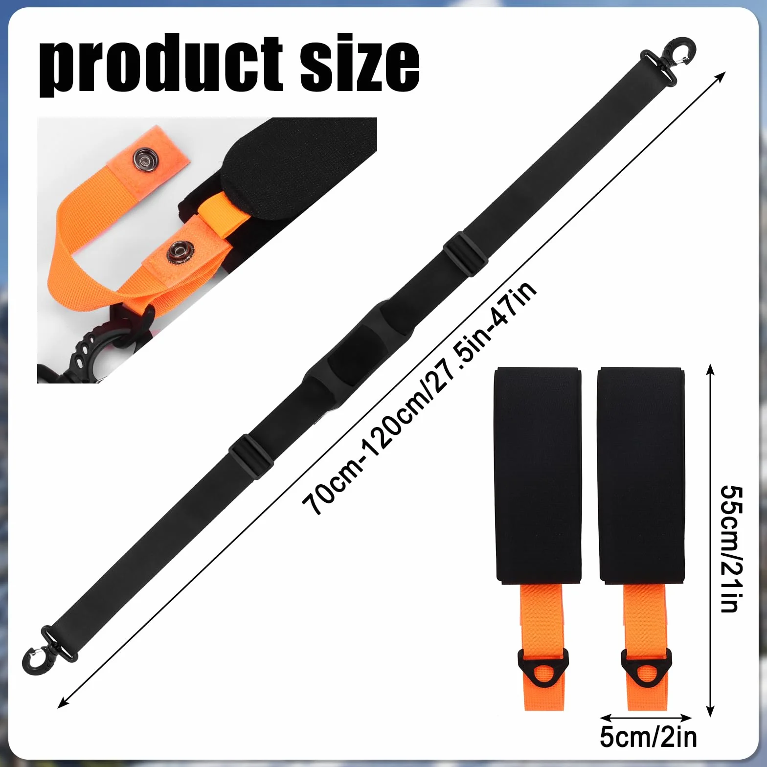 Sangles de Ski Réglables Draupnir avec Bandoulière Rembourrée pour Transport des Skis et Bâtons