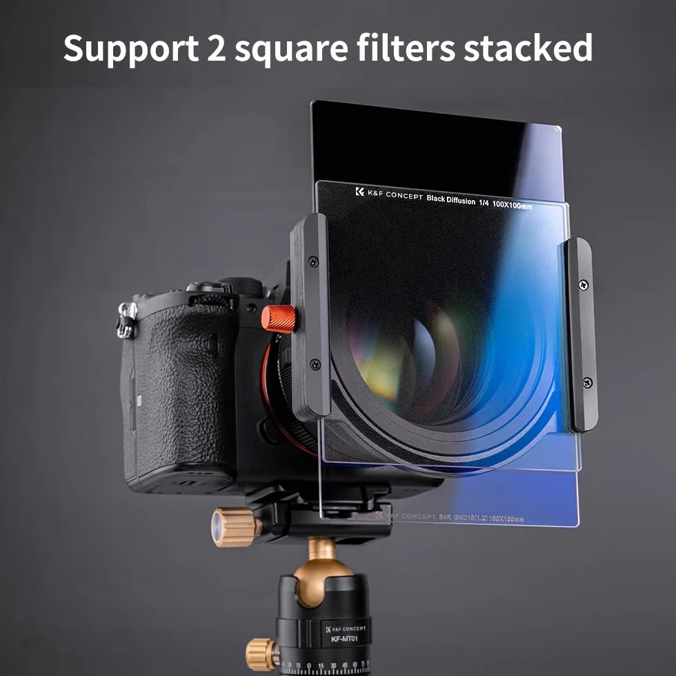 K&F Concept Porte Filtre Système 100mm en Aluminium au Grand Angle et 8 Bagues Adaptateurs Inclus pour Objectif Appareil Photo