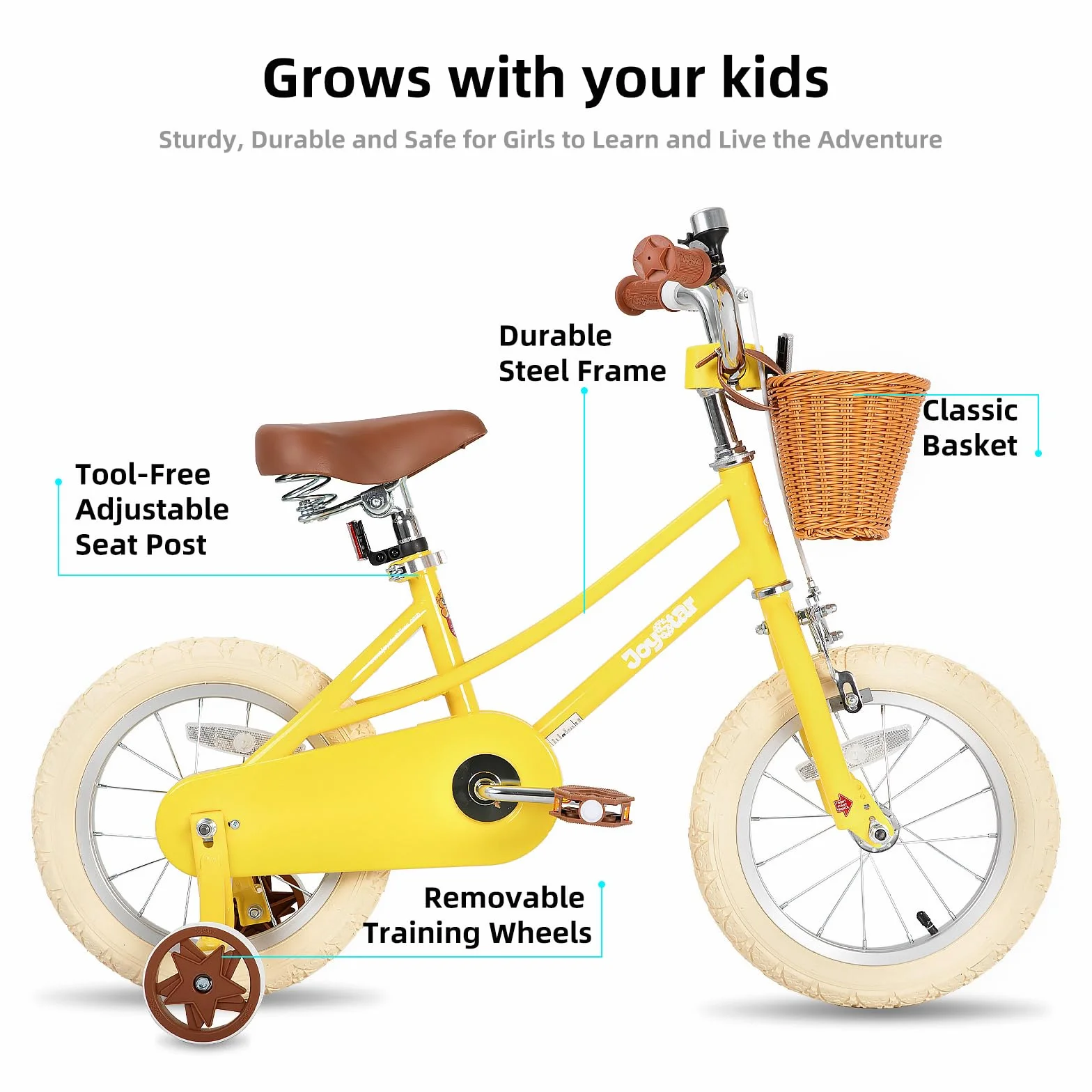 JOYSTAR vélos pour Filles 12-20 Pouces avec Roues d'appoint et Panier
