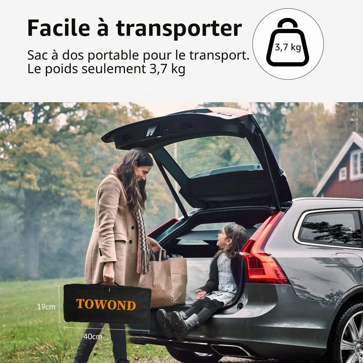 Towond Écran de Projection 120 Pouces Portatif 16:9 HD avec Support et Sac de Transport
