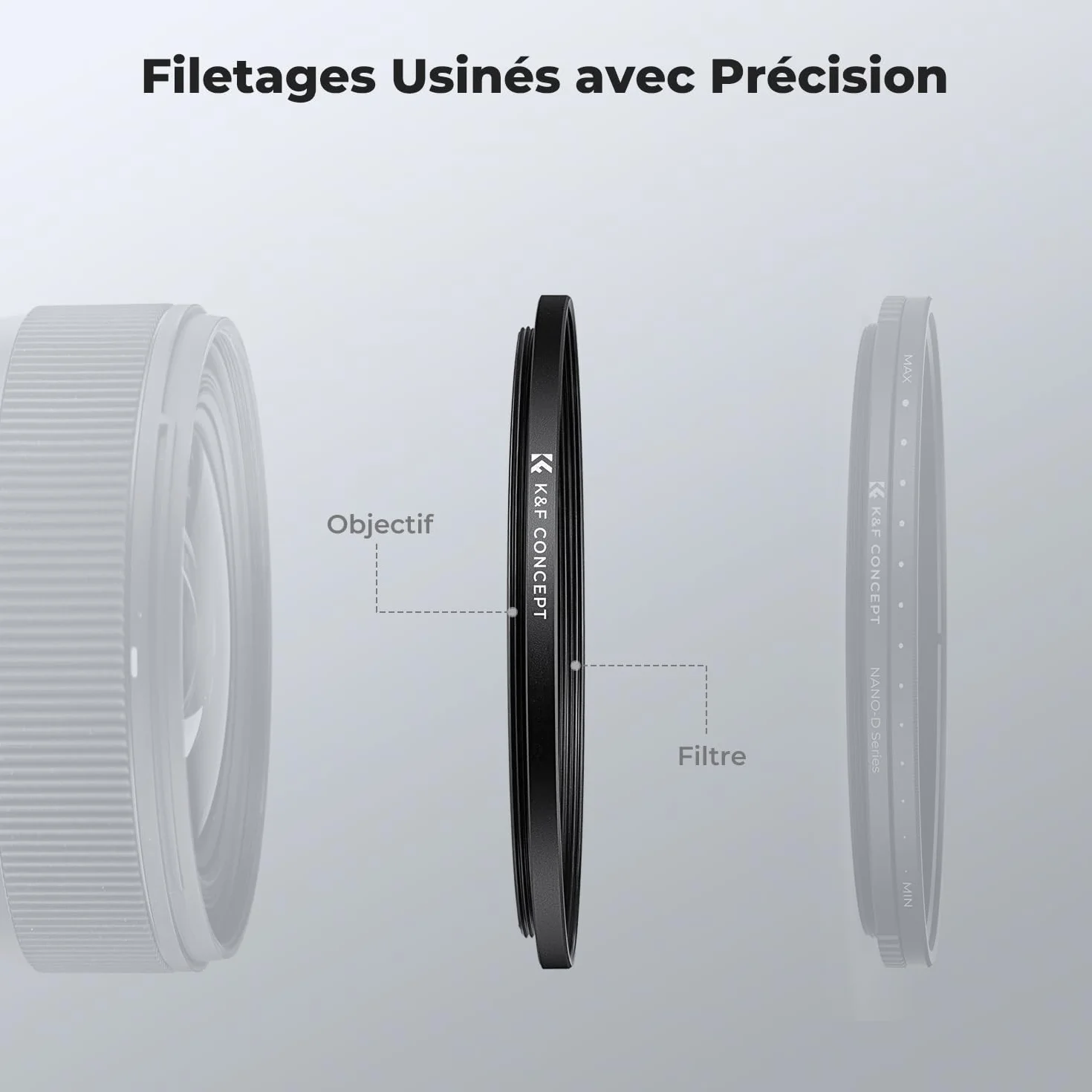 K&F CONCEPT Bagues d'adaptation 55-67mm Step up Ring pour Filtre 67mm vers Objectif 55mm et Chiffon