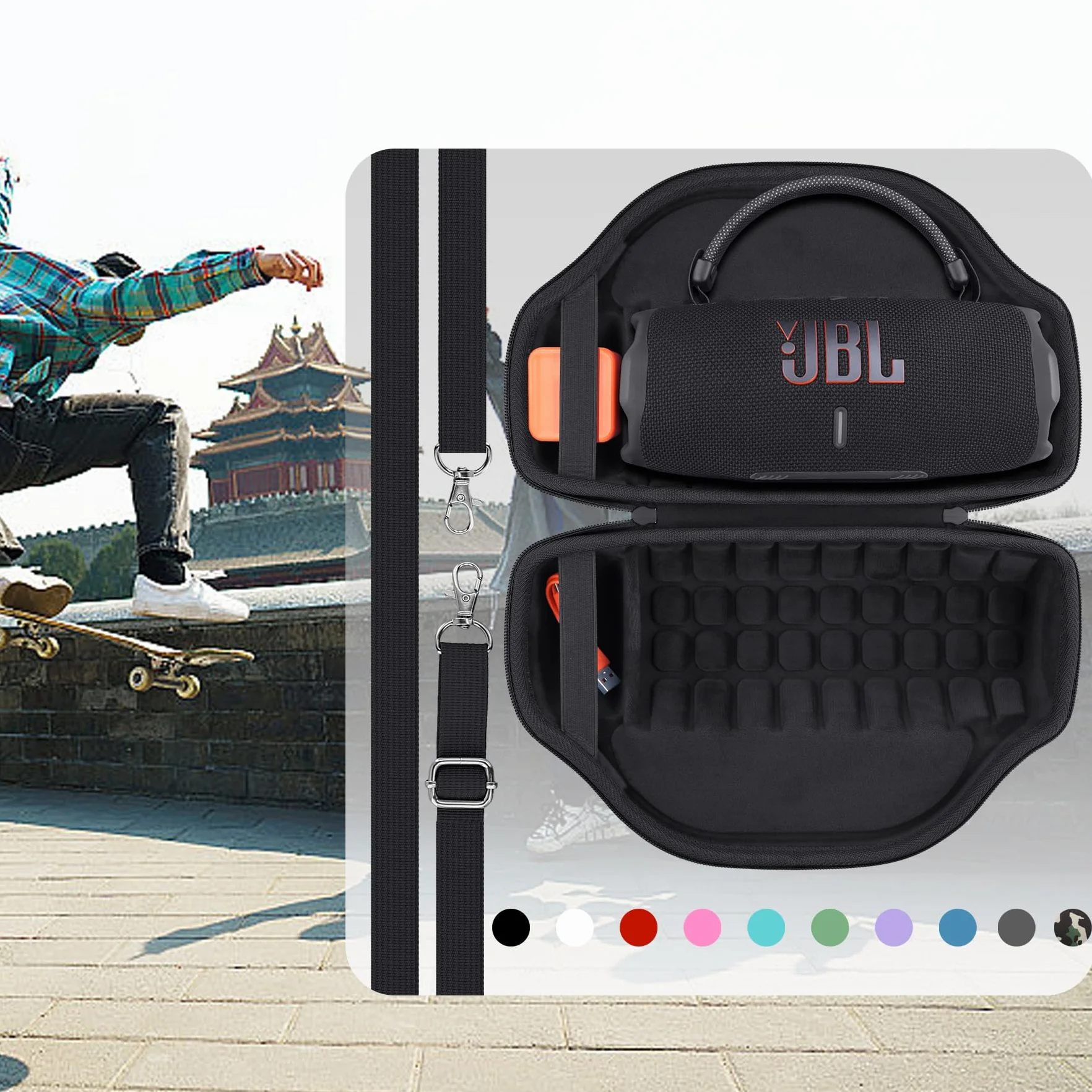 co2CREA Dur Étui de Voyage Rigide Housse Cas Coque pour JBL Charge 6 Haut-Parleur Bluetooth Portable, étui Seulement