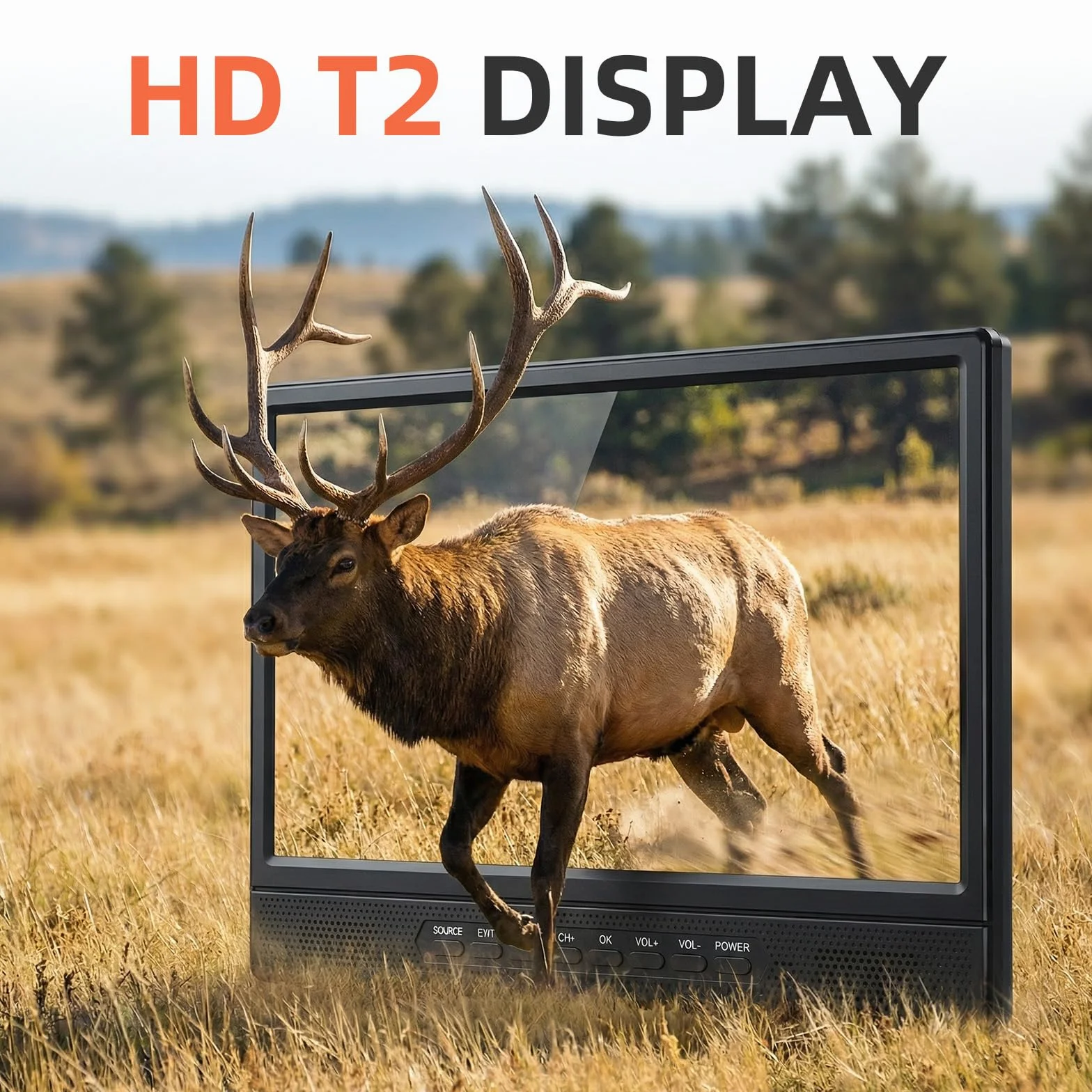 Desobry Télévision Portable 12 Pouces Smart TV Android DVB-T2 HDMI USB AV Casque Pied Rotatif 180°