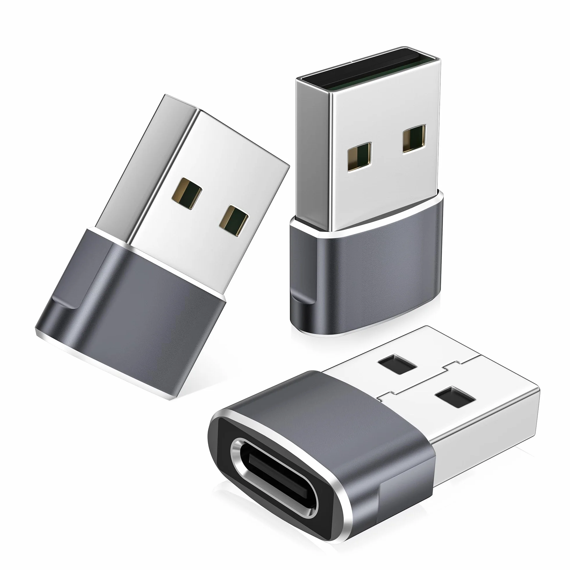 Basesailor Adaptateur USB vers USB C 3 Pack Type C Femelle USB A Mâle Convertisseur Chargeur pour iPhone 17 Pro Max Apple 16 15 14 13 iWatch 8 9 S11 SE AirPods Pro 3 2 iPad 10 Air 4 5 Mini 6 7