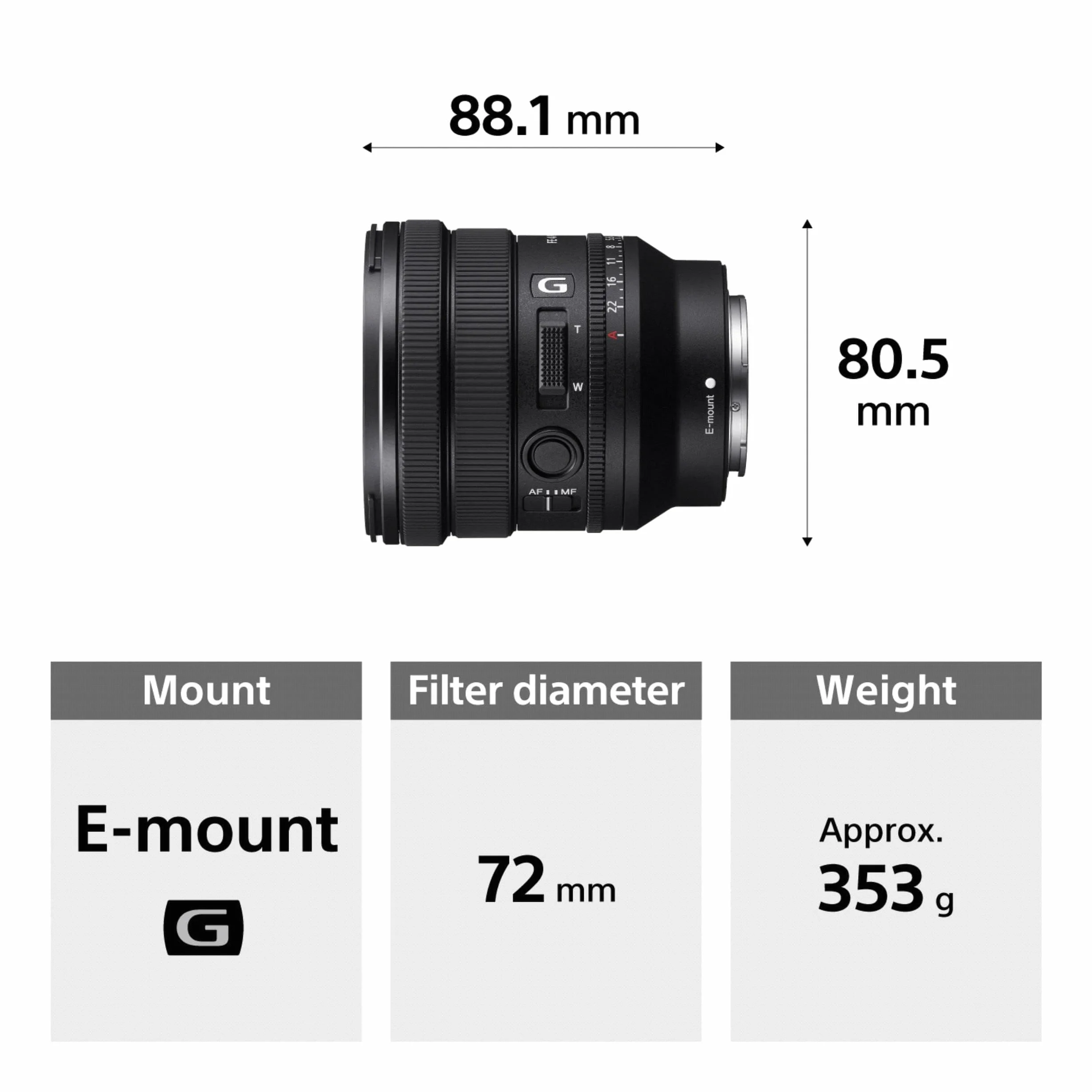 Sony SELP1635G Objectif Zoom motorisé Grand Angle Plein Format FE PZ 16-35 mm F4 G