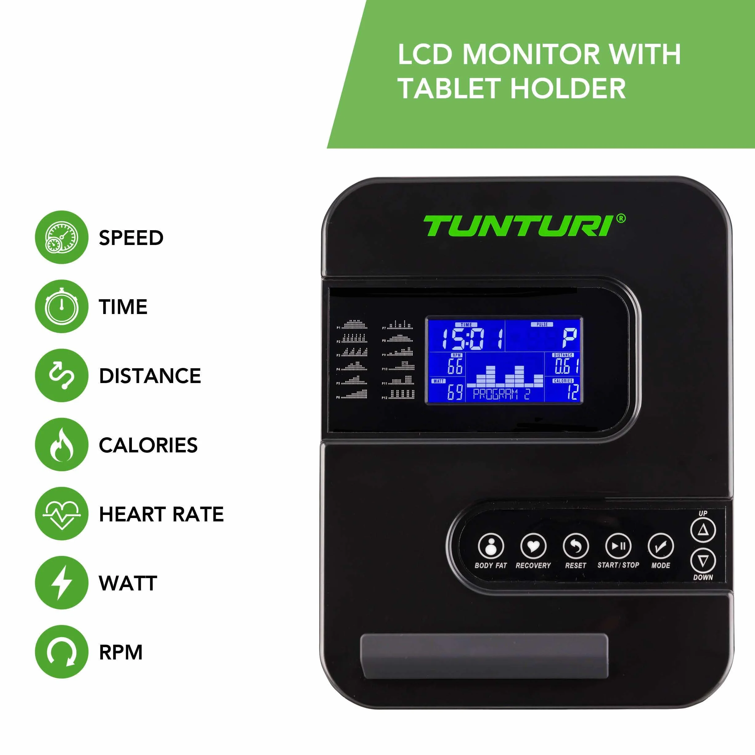 Tunturi Cardio Fit E30 Vélo d'Appartement Ergomètre avec écran LCD et Résistance Réglable