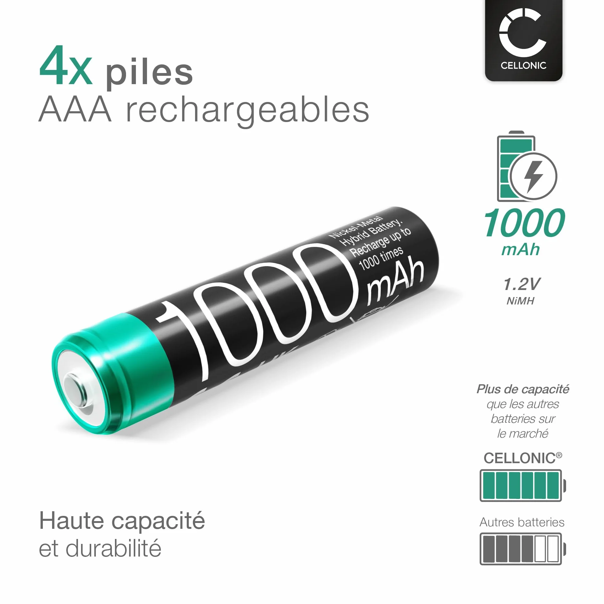 Gigaset CELLONIC 4X Batterie sans Fil 1000mAh 1.2V Compatible CL660HX E290 A415
